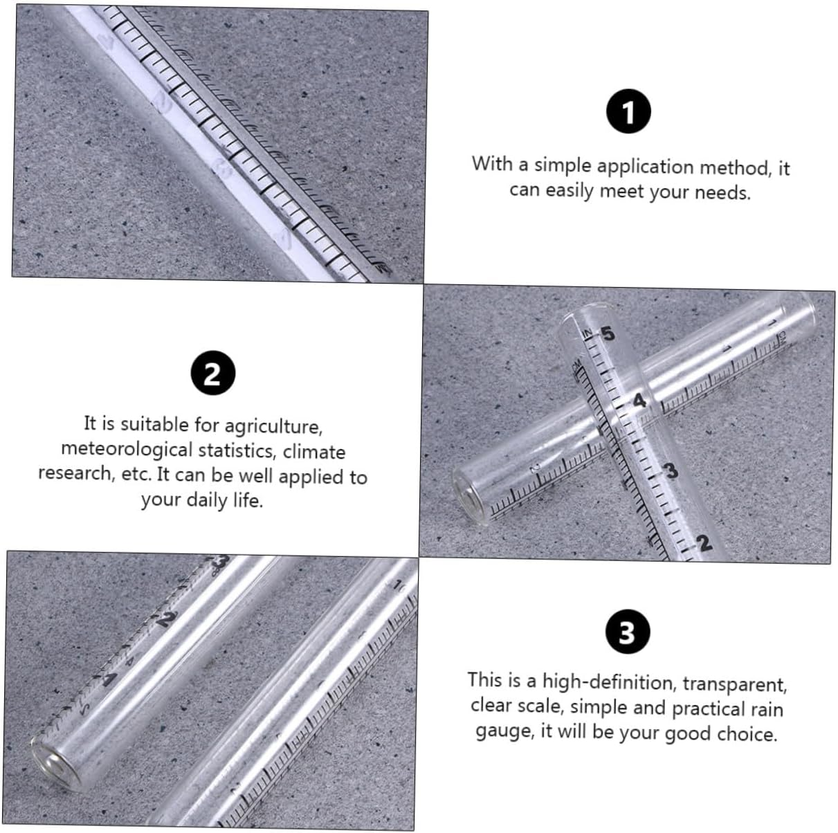 TOYANDONA 4Pcs Outdoor Rain Gauge Glass Tubes Clear Transparent Rainfall Measuring Cups with Intuitive Scale for Accurate Precipitation Measurement in Gardens and Landscapes image number 5