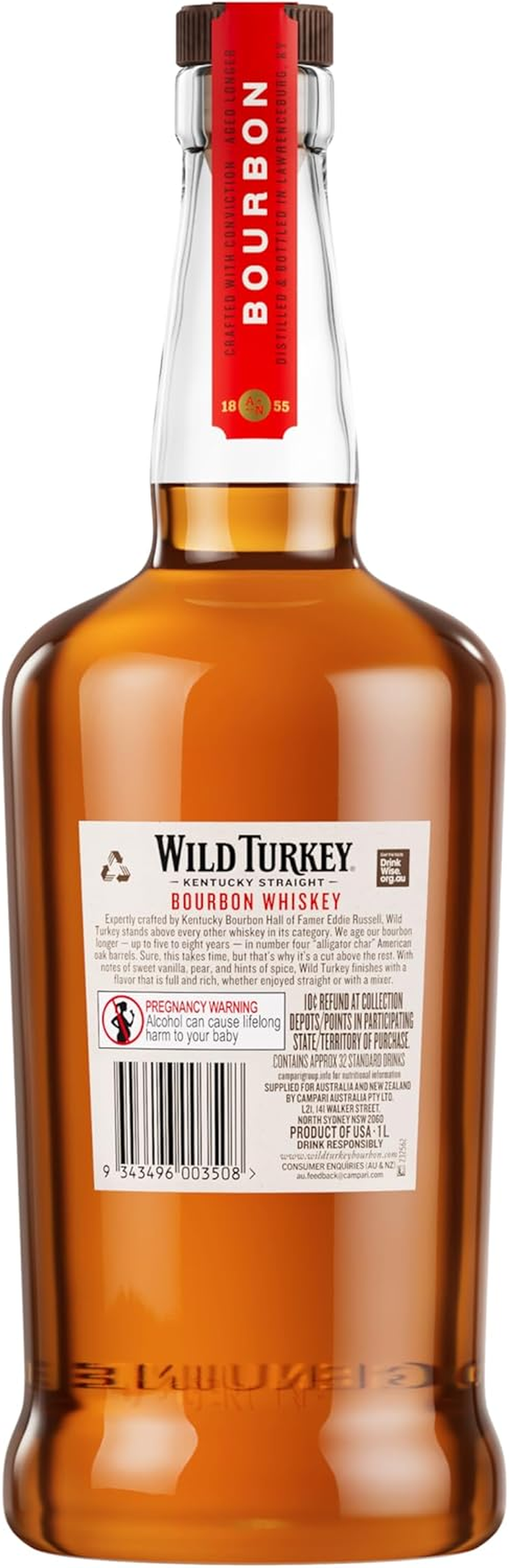 Wild Turkey 81 Proof Kentucky Straight Bourbon Whiskey 1 Litre image number 2