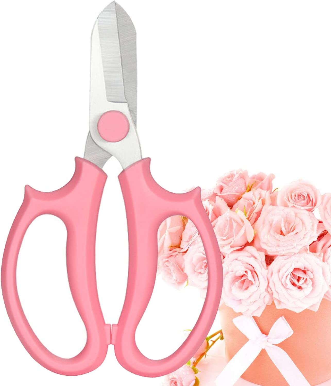 Leize Flower Scissors, Premium Thickened Stainless Steel Floral Shears, Strong Pruner for Flowers, Branches and Leaves (Grey Green)