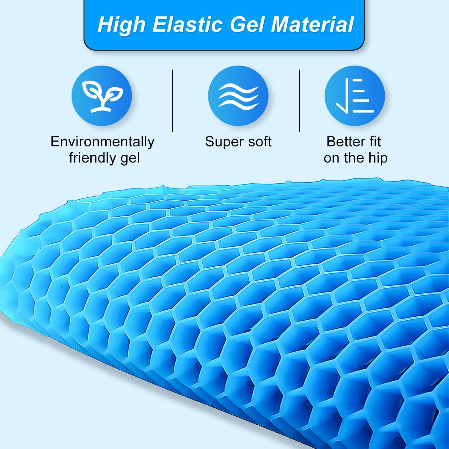 Opakawpop Soft Sitter Cushion Gel Seat Cushions for Sitting Pressure Sore Cool Honeycomb Cushion for Pressure Relief Breathable Coccyx Sciatica Pain Cushion for Long Sitting Home Office Car - B image number 6