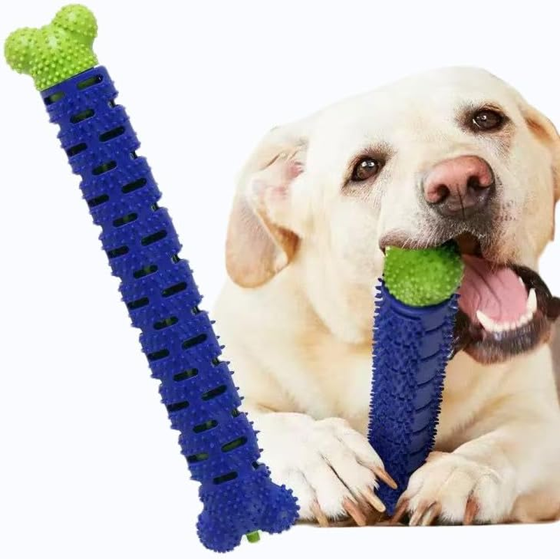 Dog Dental Chew Toy, Durable Rubber Tooth Cleaning Stick, Blue and Green, Pet Teeth Care image number 4