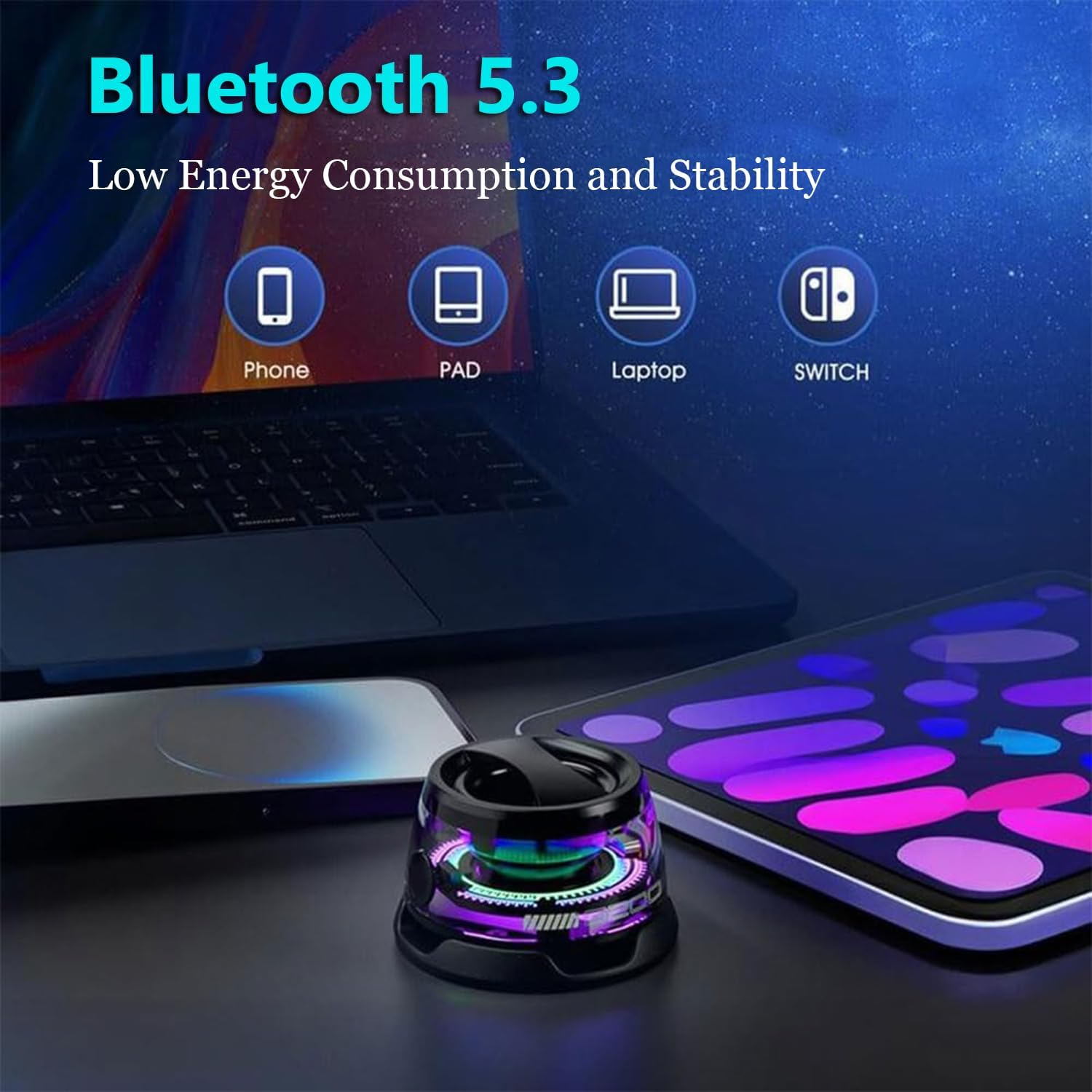 Multifunctional Magnetic Bluetooth Speaker Portable Wireless Speaker with Dynamic Multi-Color RGB Lights, Waterproof Design and Strong Magnetic Base for Outdoor Travel, Camping, and Home Use image number 1