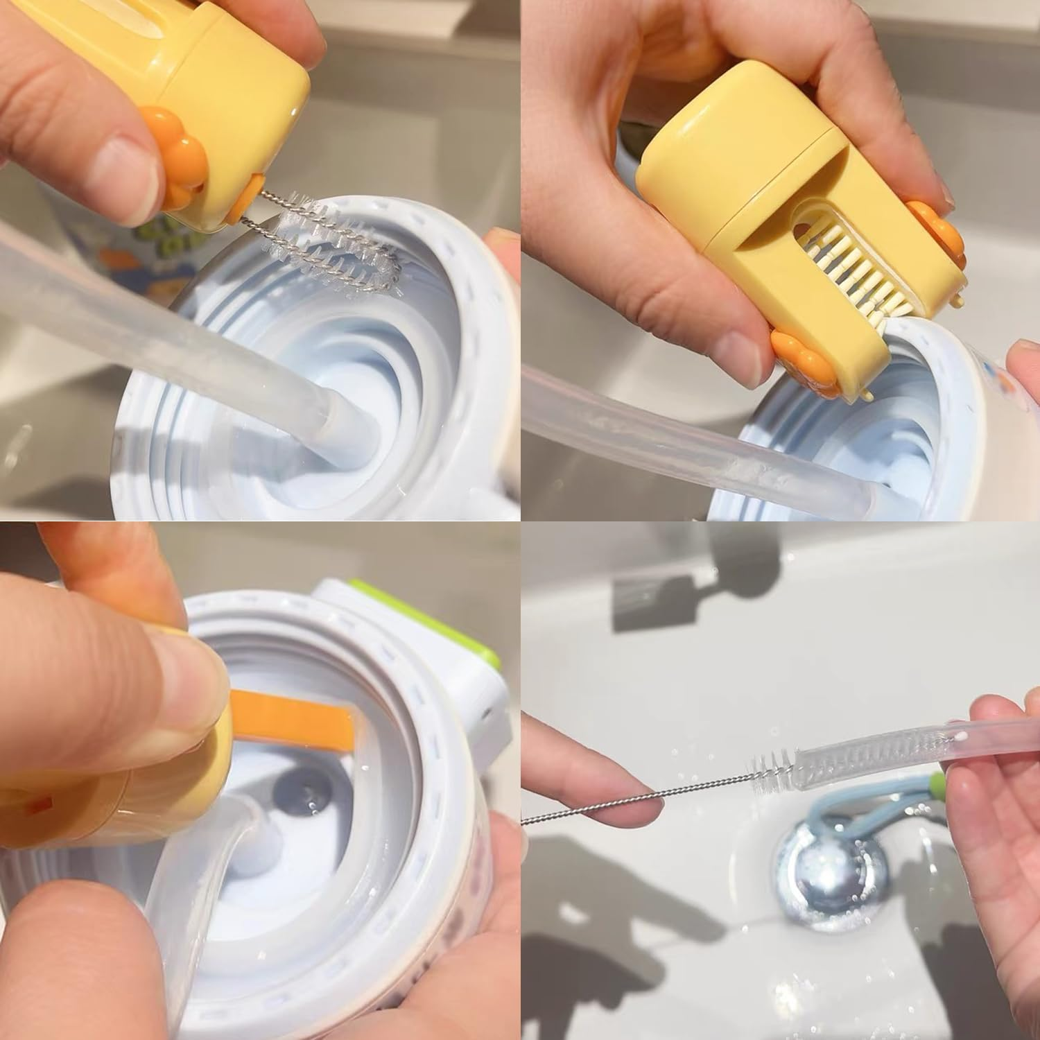 Smaoqingji Multifunctional Cleaning Brushes, Bottle Brush, White, 1 Piece, Long Bottle Cleaner Brush, for Water Bottles, Drinking Bottles, Milk Bottles, Glasses, Glass Straws, Washing up Brush image number 4