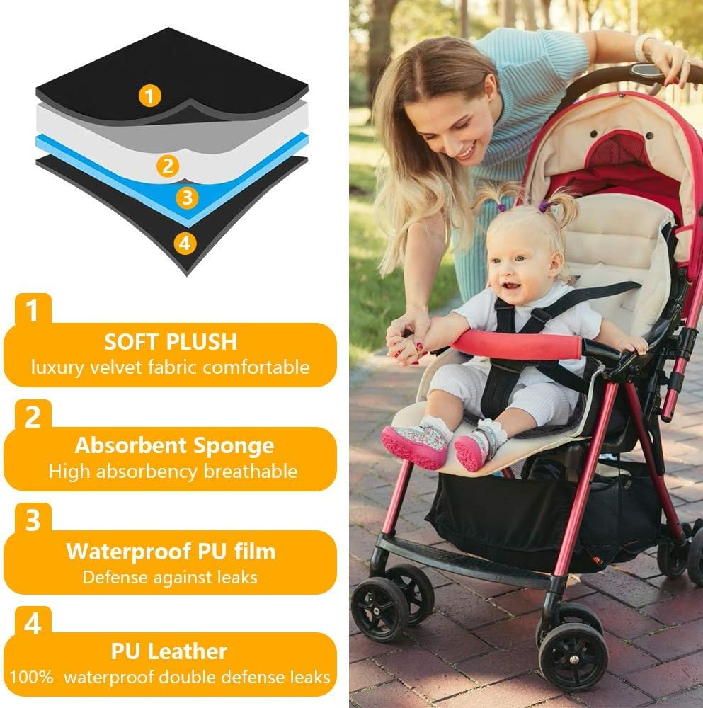 Piddle Pad Car Seat Protector, Bicyclestore Waterproof Liner Potty Training Pads Machine Washable Toddlers Car Seat Baby Infants Saver Cover Mat for Child Stroller, Dinner Chair (Black 2 Pack) - New Black 2 Pack image number 6