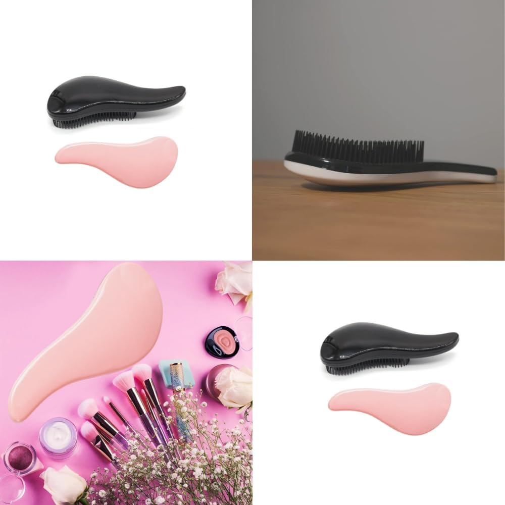 Changyeah Hair Brush without Pulling, 2 Pieces Hair Loss Dry and Wet Hair for Girls and Boys, Hair without Strips, Cut Hair, the Perfect Brush for Curls, Long (Pink, Black) image number 5