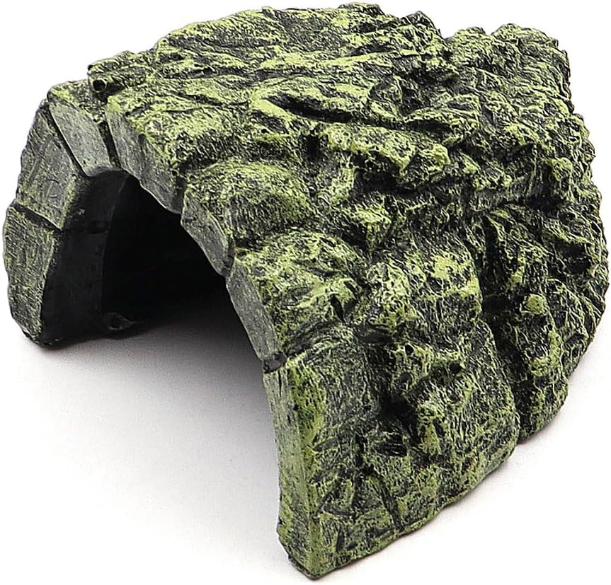NUZAMAS Reptile Hideout Cave Fish Hiding Cave Aquarium Decoration Terrarium Stone Hideaway Natural Habitat Ornament for Turtle Gecko Spiders Frogs Lizards