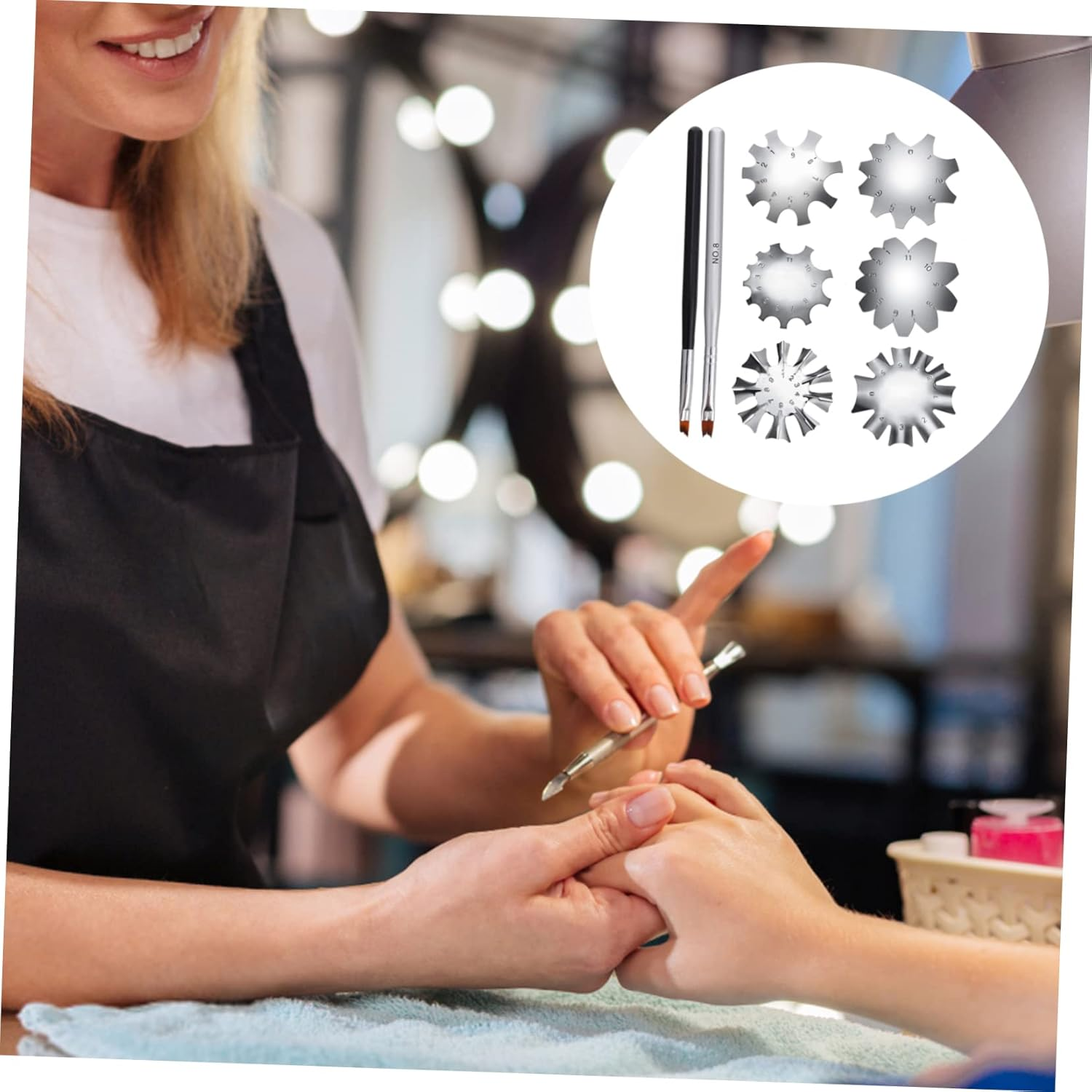 IWOWHERO 8Pcs French Manicure Nail Making Template Set Durable Stainless Steel Fingernail Cutter Lines for DIY Nail Art and Manicure image number 6