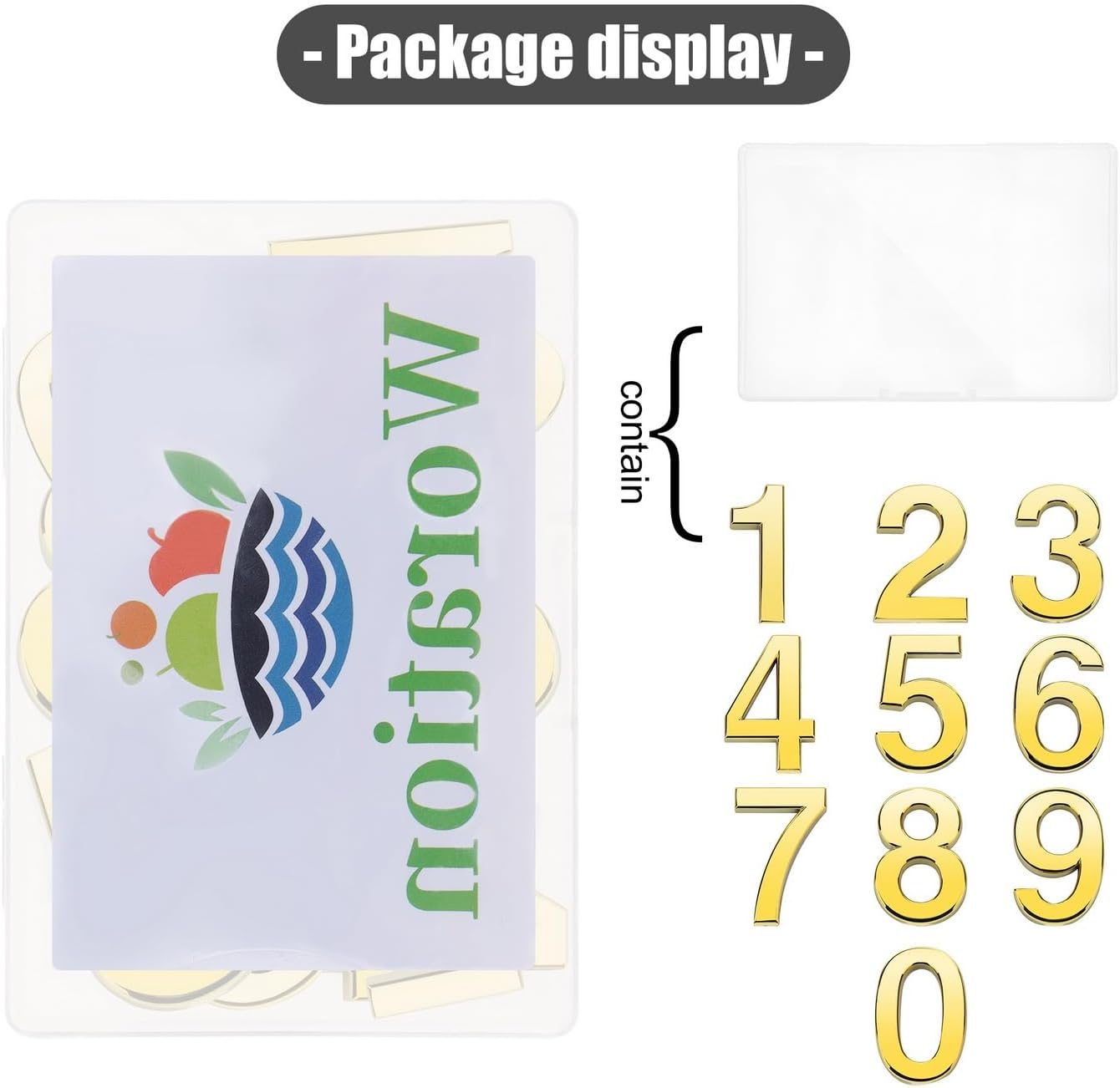 Woration 10 Pcs Mailbox Numbers 0-9 Self-Adhesive 2 Inch Stickers Door Address Number Signs for Hotel Room Apartment Office Residence House Cars Trucks Gold Decoration Project