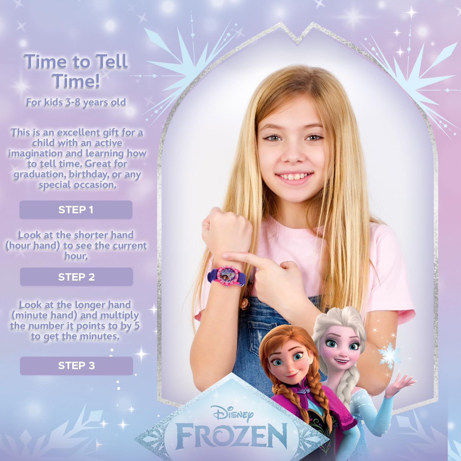 Disney Frozen Kids' Plastic Time Teacher Analog Quartz Nylon Strap Watch