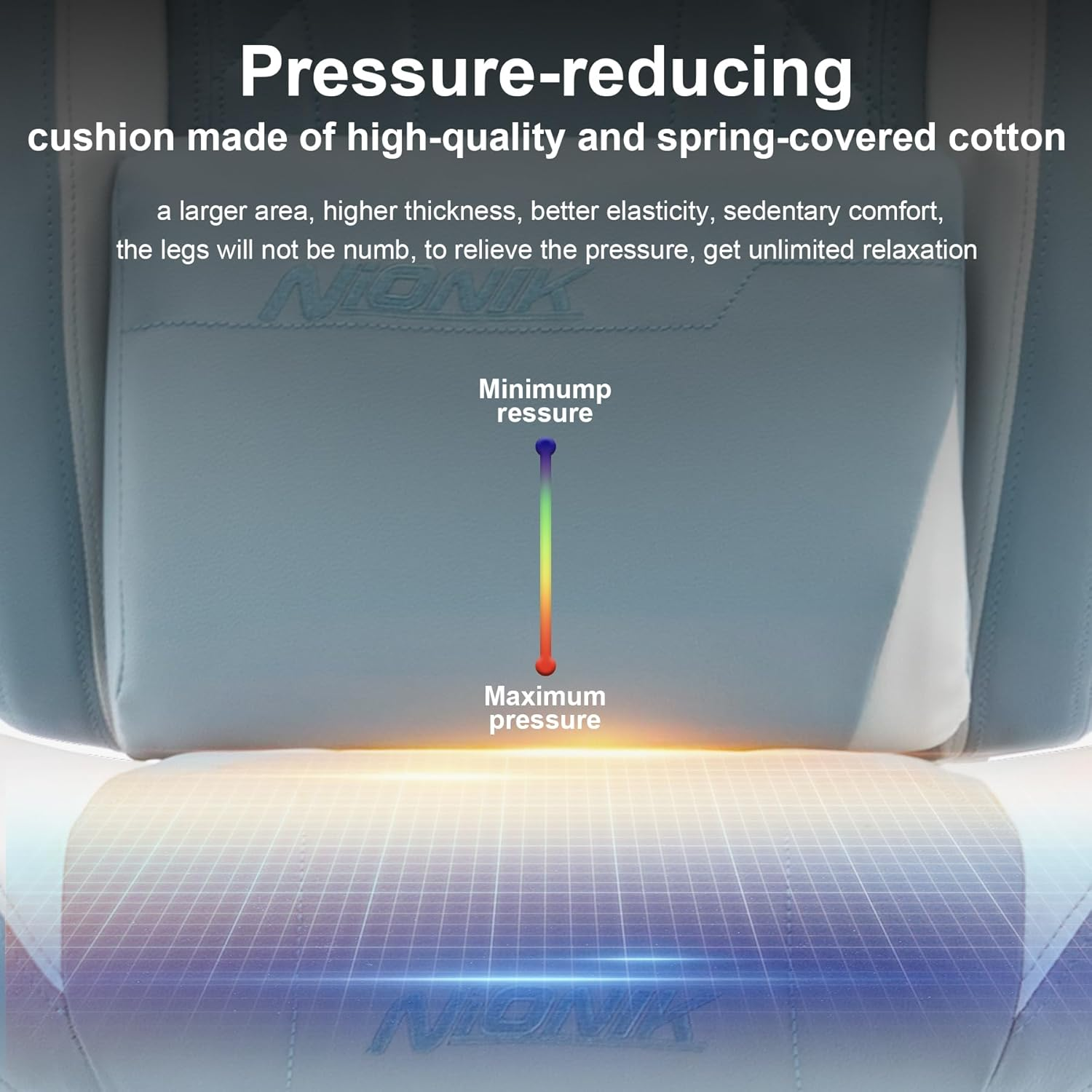 Segedom Gaming Chairs High Back Massage Game Chair with Footrest Computer Reclining Chair with Headrest and Lumbar Support for Big and Tall PVC Leather Gaming Chair for Adults (Cyan White)