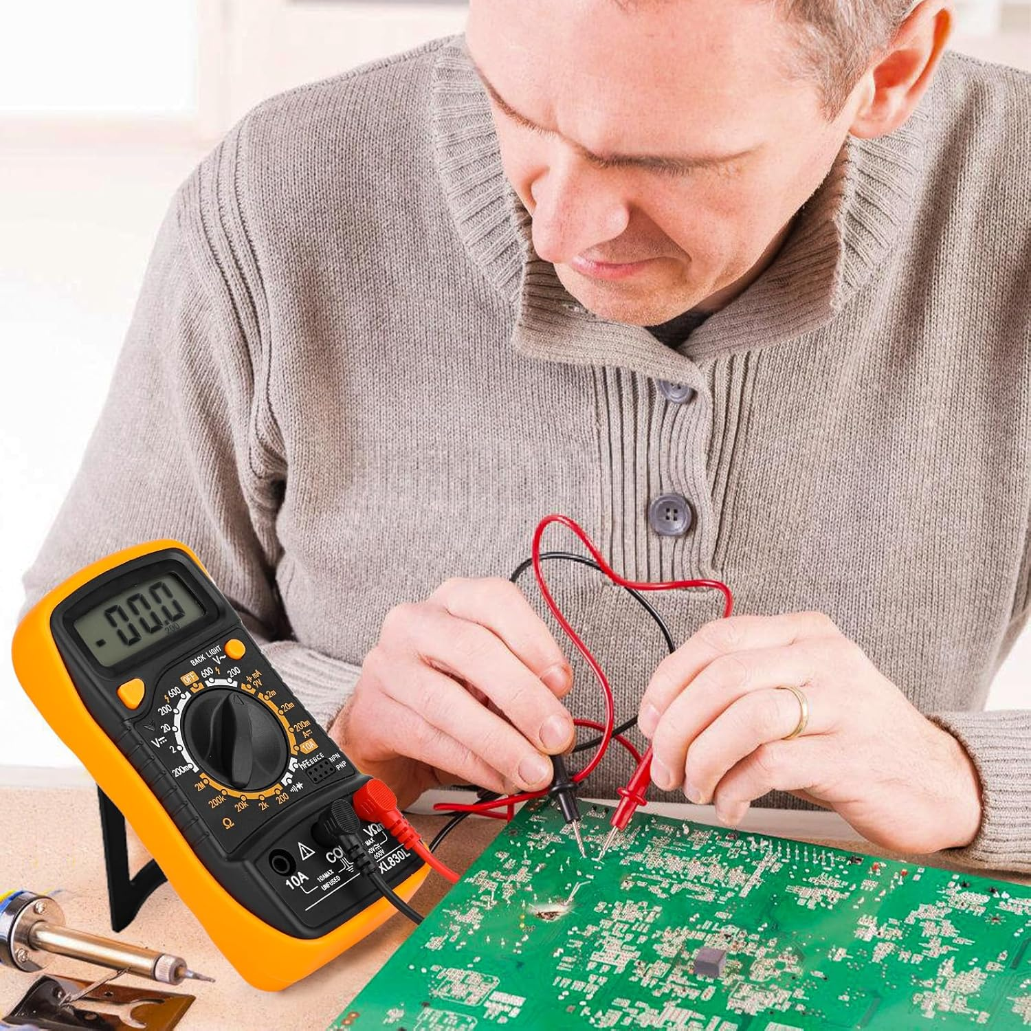 High-Precision Digital Multimeter - AC/DC Voltage Tester, Current, Resistance, Continuity, Car Battery Tester, Portable Electric Meter for Home Maintenance, Auto Repair, Electronics & Electrical DIY image number 5