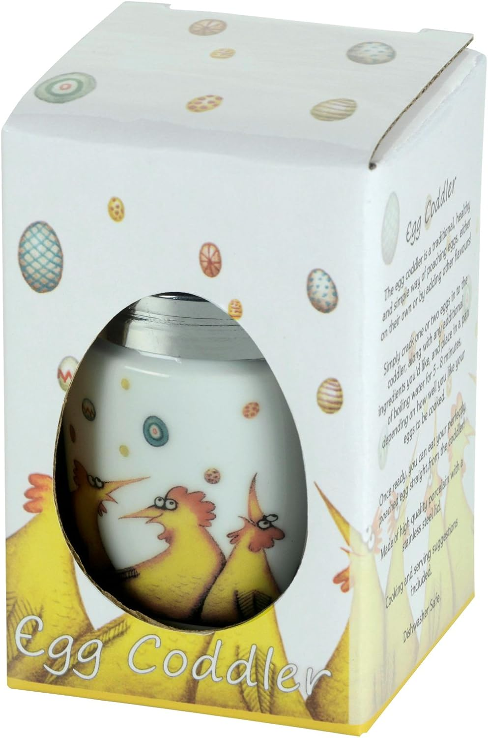 BIA International - Porcelain Egg Coddler - Set of 2 Multi-Coloured Porcelain Egg Poachers with Raining Eggs Design by Artist Clare Mackie, Kitchen Egg Boiler and Multi Cooker, Gift Boxed Packaged image number 2