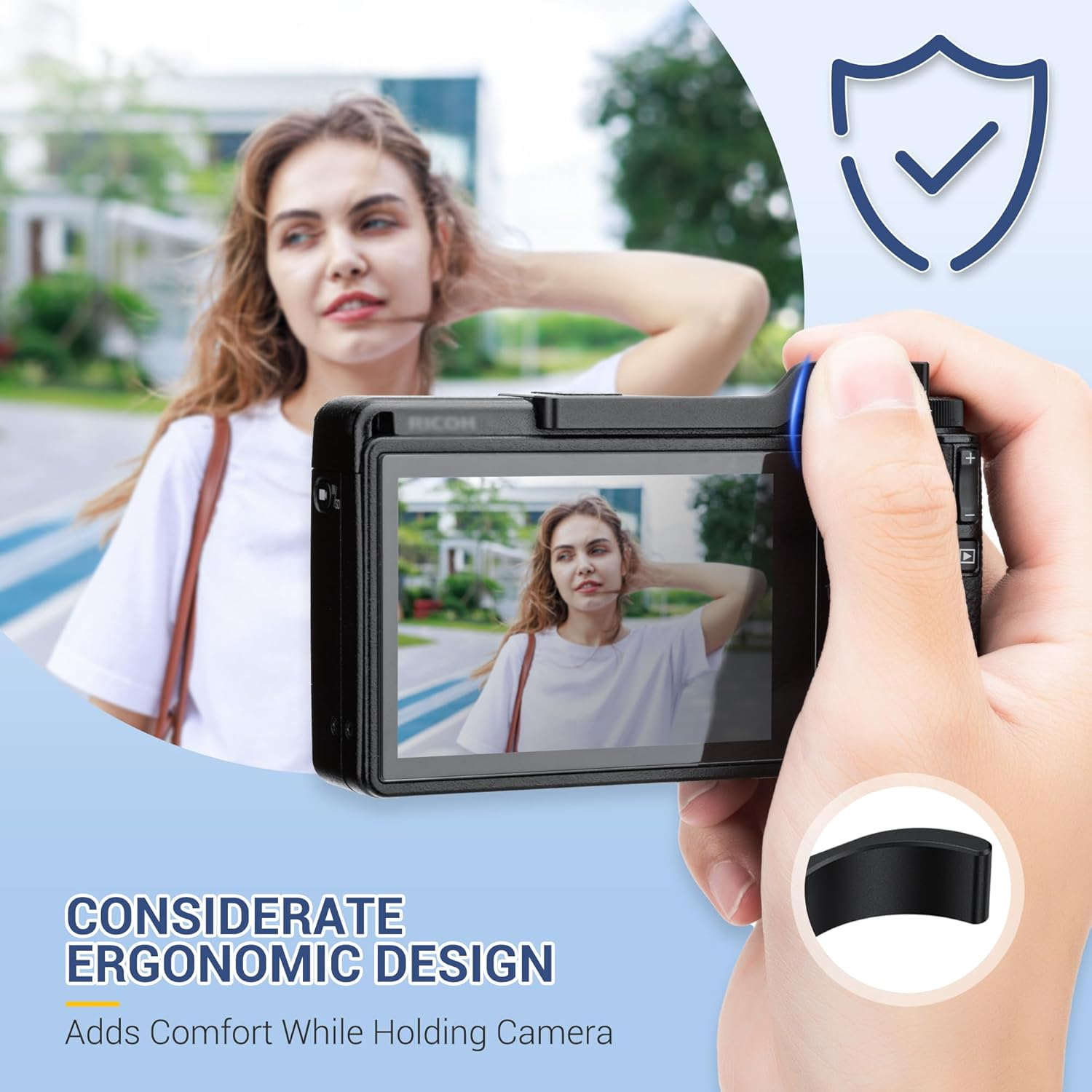 Metal Thumbs up Grip for Ricoh GR IV GRIV GR4, Hot Shoe Cover Cap Protector for GR IV GRIV GR4, Better Balance and Comfortable Secure Grip