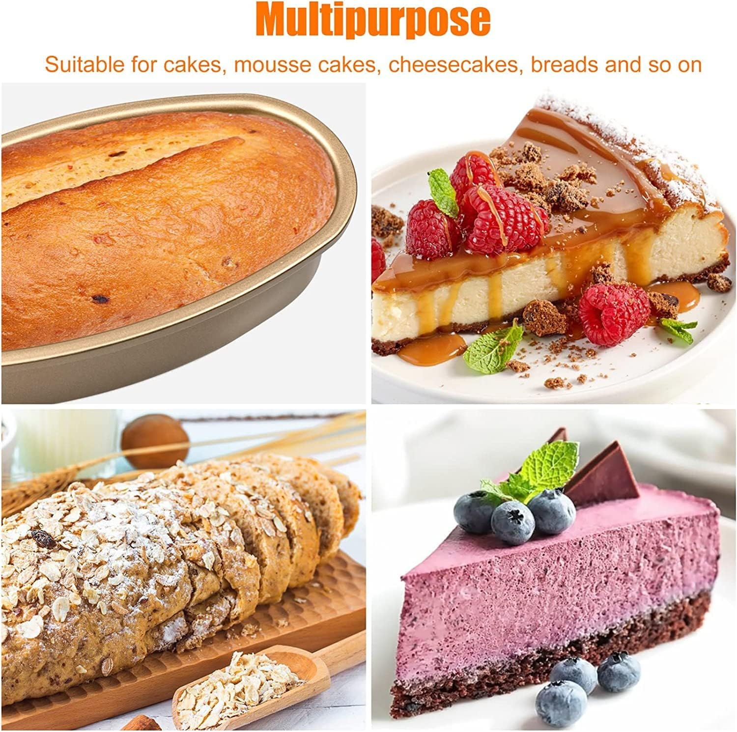 INHEMING Cake Baking Mould Loaf Tin 2 Pieces Oval Cake Mould Baking Mould Baking Mould Non-Stick Aluminium Baking Moulds - 23 X 12 X 5 Cm