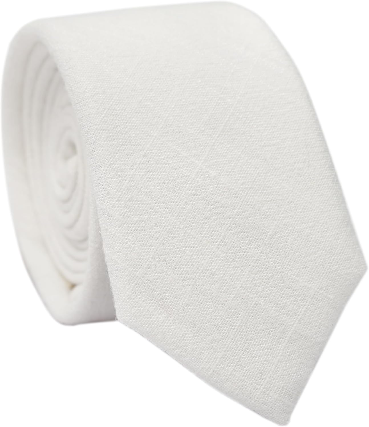 Men'S Skinny Ties, Belluno Cotton Linen Blend 2.5 Inch Solid Neckties - 16 Hunter image number 6