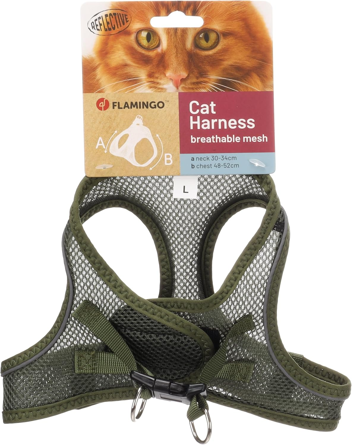 Flamingo Cat Harness Step&Go Berta Khaki L 30-34 Cm 48-52 Cm