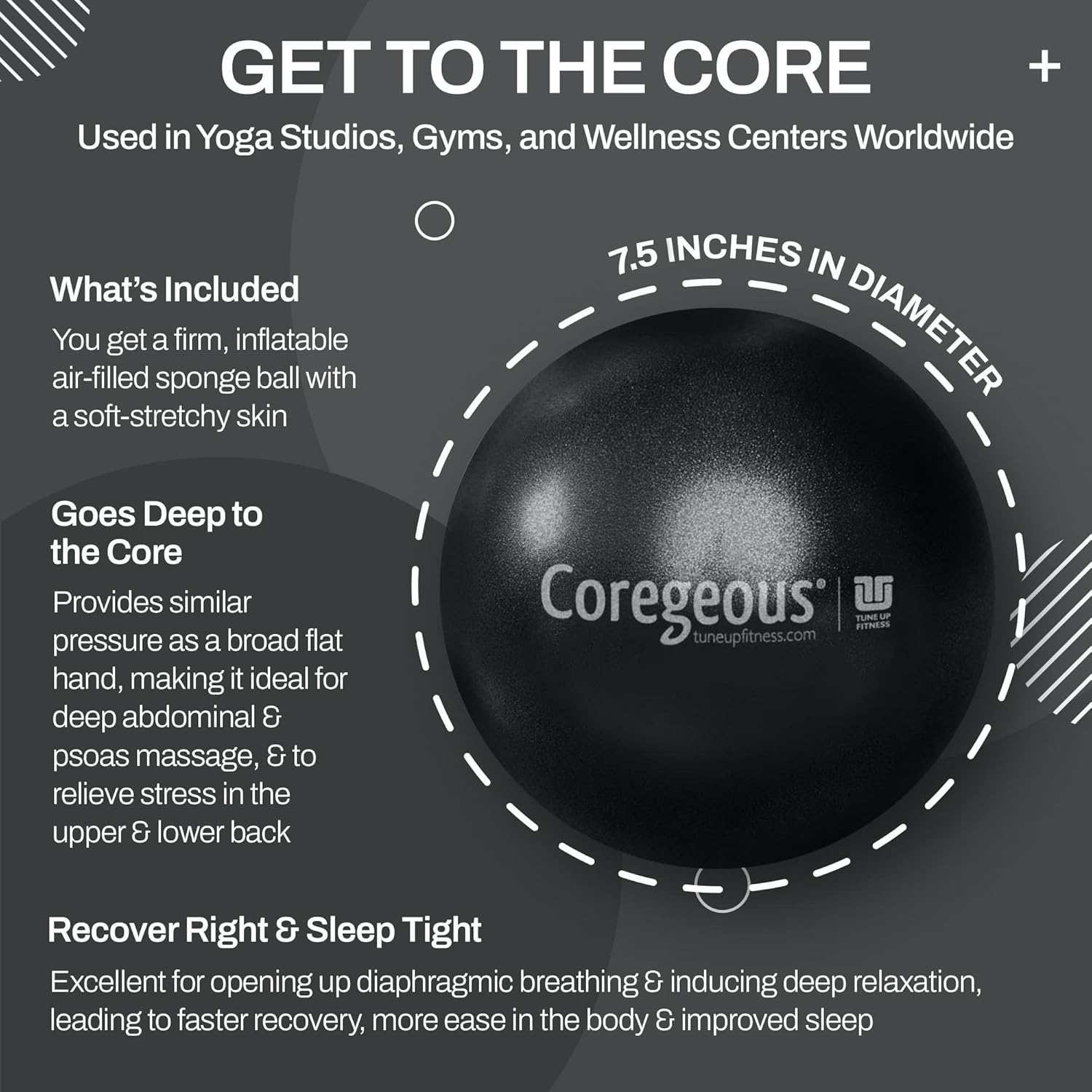 Tune up Fitness Coregeous Ball Newly Updated Packaging Jill Miller Use Ball to Massage and Activate Your Core and Stretch Your Psoas