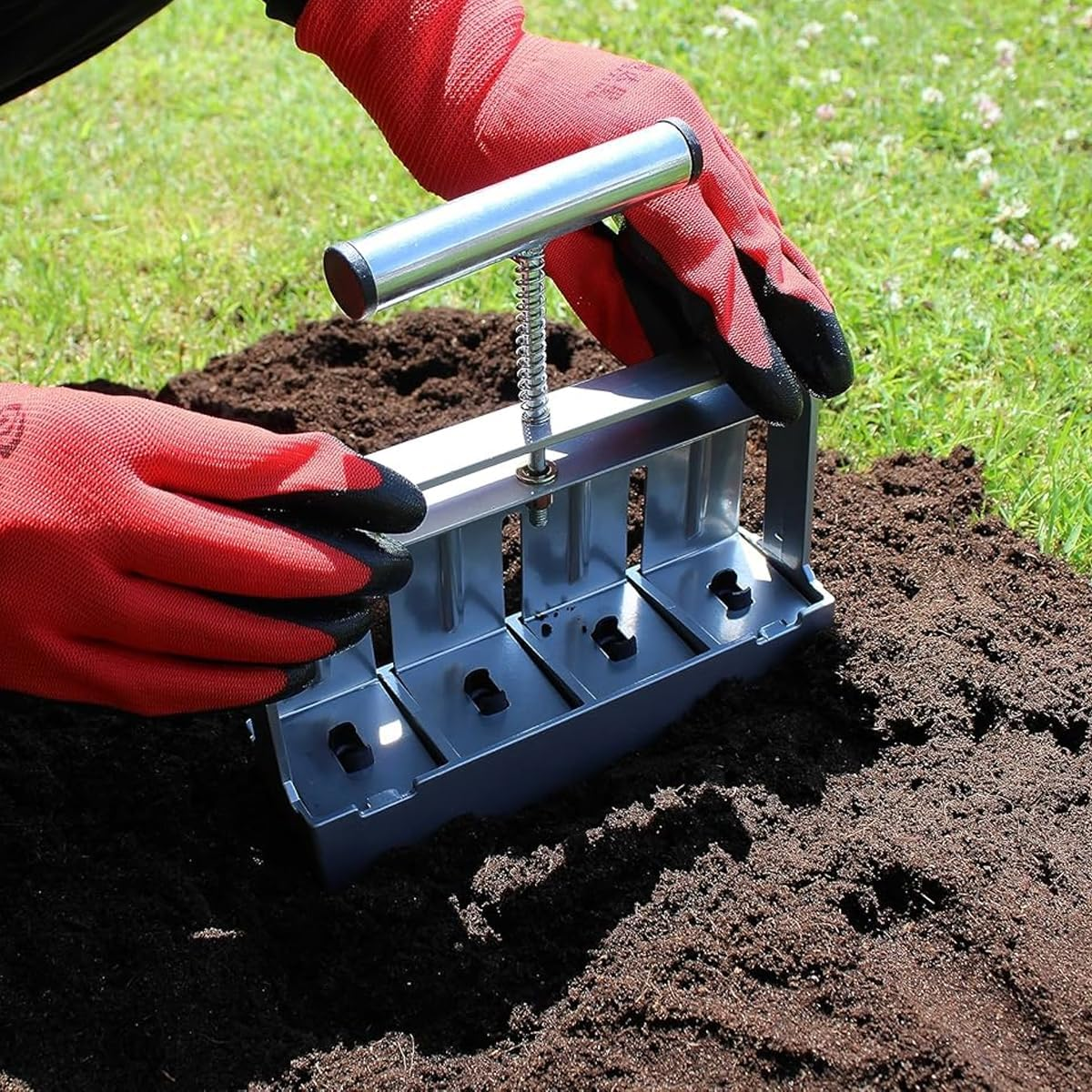 AIMALL Manual Soil Block Maker - Precision Hand-Held Garden Tool for Seed Starting, Sturdy Stainless Steel image number 2