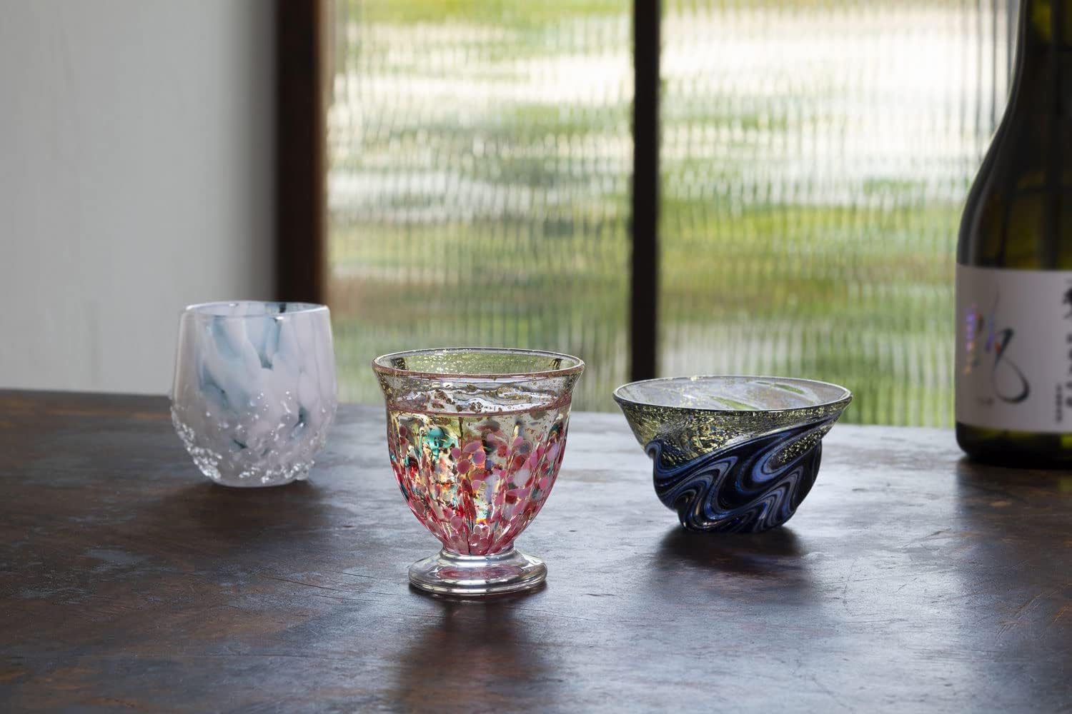 ADERIA F75127 Tsugaru Vidro Cup, February, Spring Rain, 2.3 Fl Oz (60 Ml), Made in a Cosmetic Box, Japanese Sake, Glass, Cold Sake, Boar Mouth, Sake Bottle, Guinomi, Stylish, Gift, Gift, Celebration,