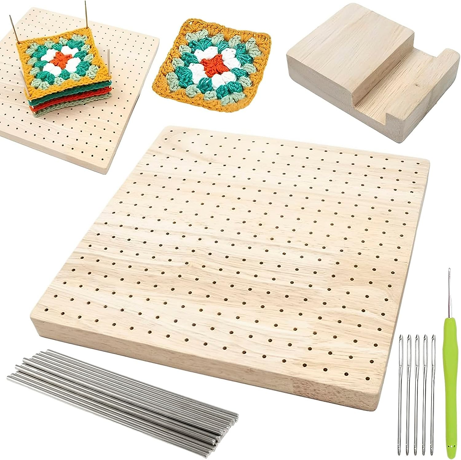 Handcrafted Wooden Blocking Board Crochet Blocking Board Reusable Granny Squares Crochet Board Portable Knitting Board for Knitting Lovers image number 6