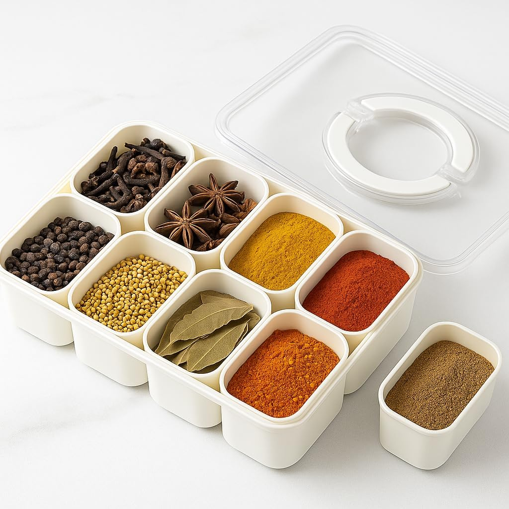 Corali 8-Compartment Tray with Lid &ndash; Dishwasher Safe Picnic Tray & Snack Box, Meal Prep Container, Compartment Lunch Box image number 3