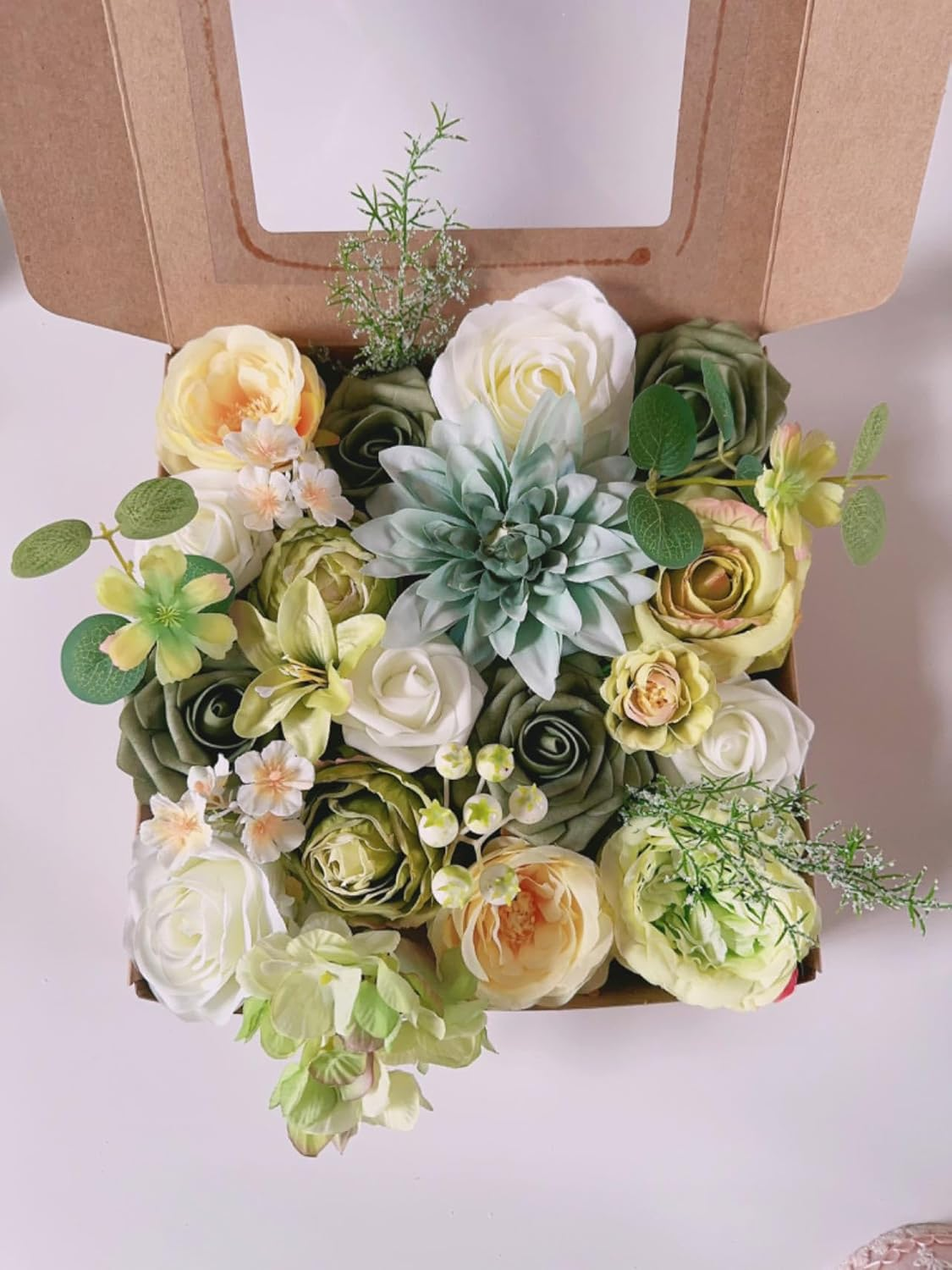 Dnvkict Artificial Flowers Combo Box Set Fake Flowers Bulk, Mix Faux Flowers with Stem for Wedding Bouquets Centerpieces Table Decorations DIY Floral Party Home Decor (Yellow)