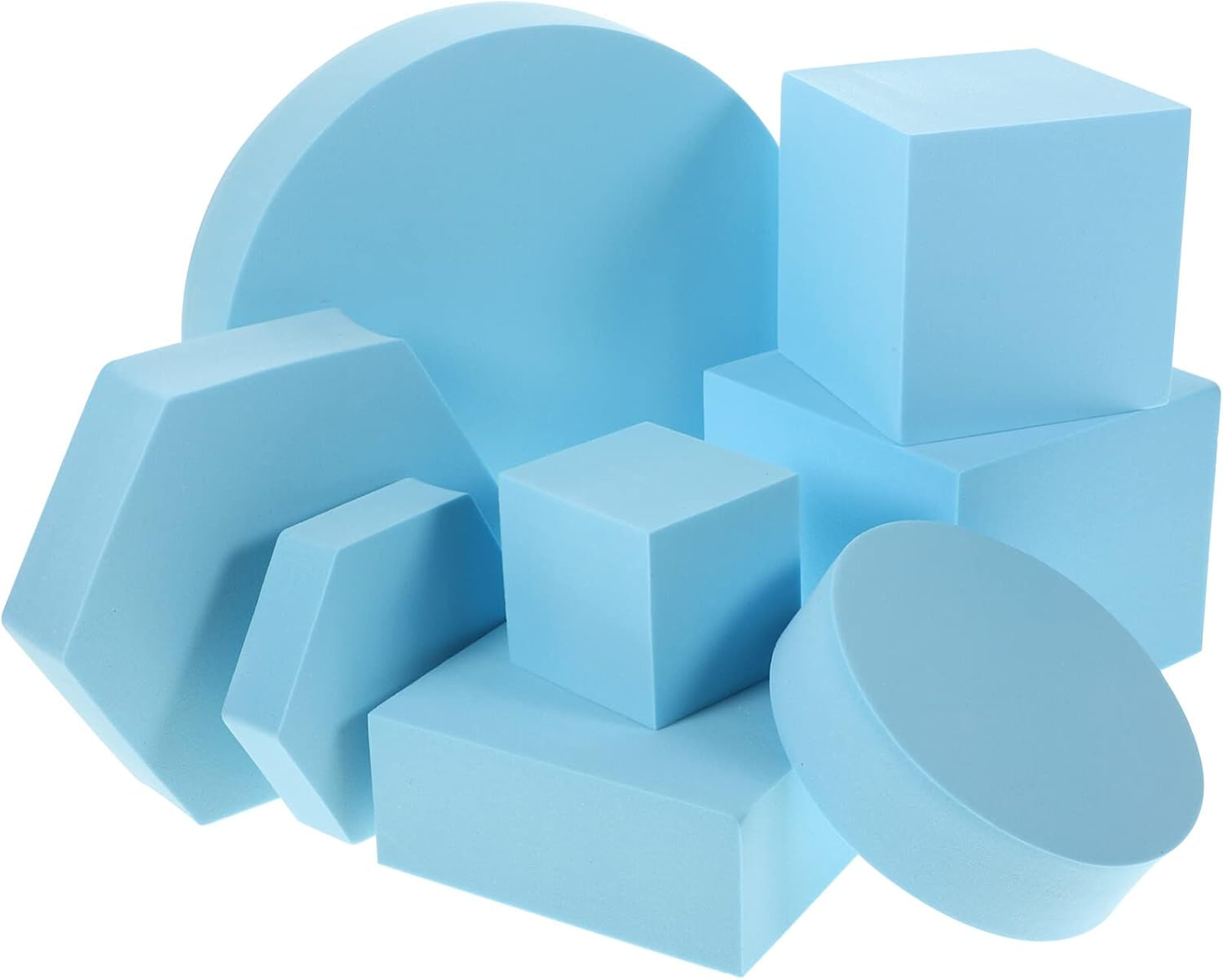 Alipis 8Pcs White Geometric Foam Photo Props for Jewelry, Cosmetics, Product Photography, Display Stands for Photoshoots, Lightweight and Waterproof