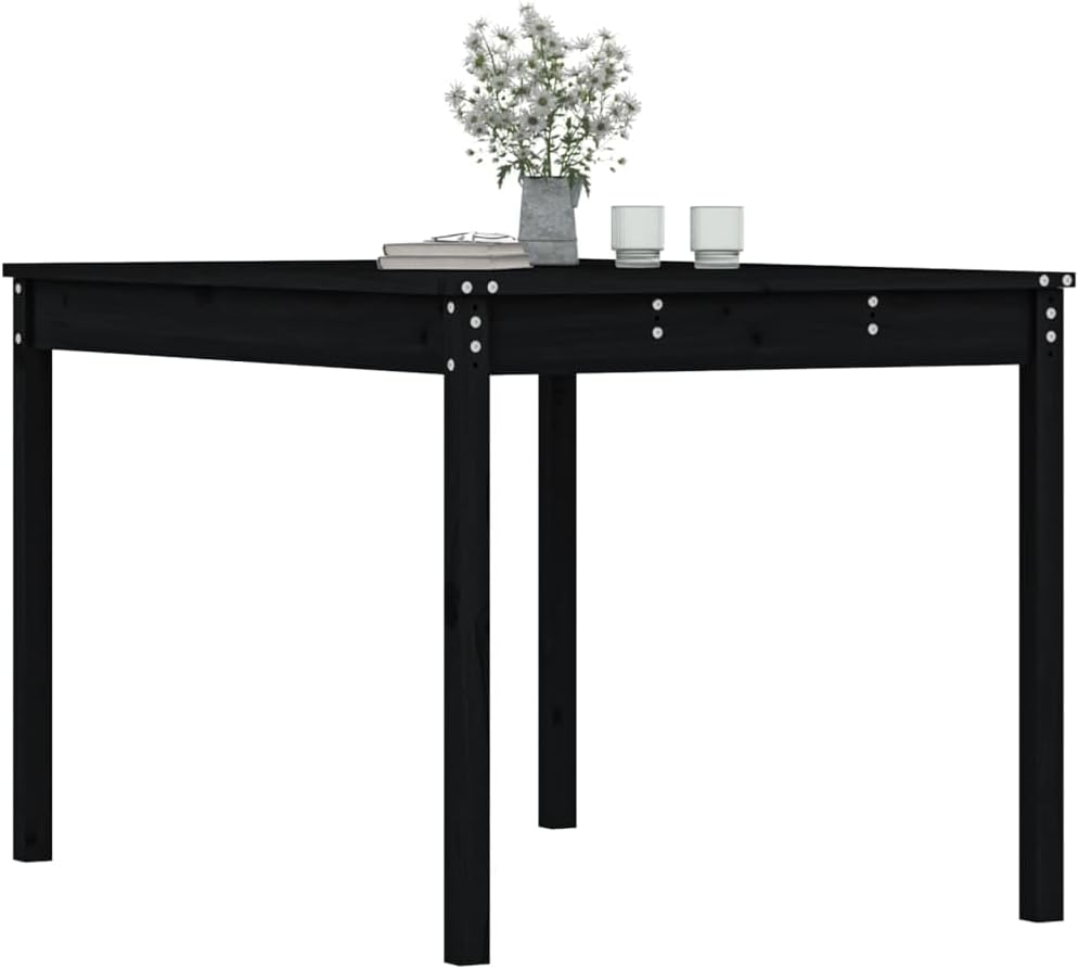Vidaxl Classic Black Garden Table, Solid Pine Wood, Rectangular Shape, Heavy-Duty Outdoor Patio Furniture, 121X82.5X76 Cm image number 2