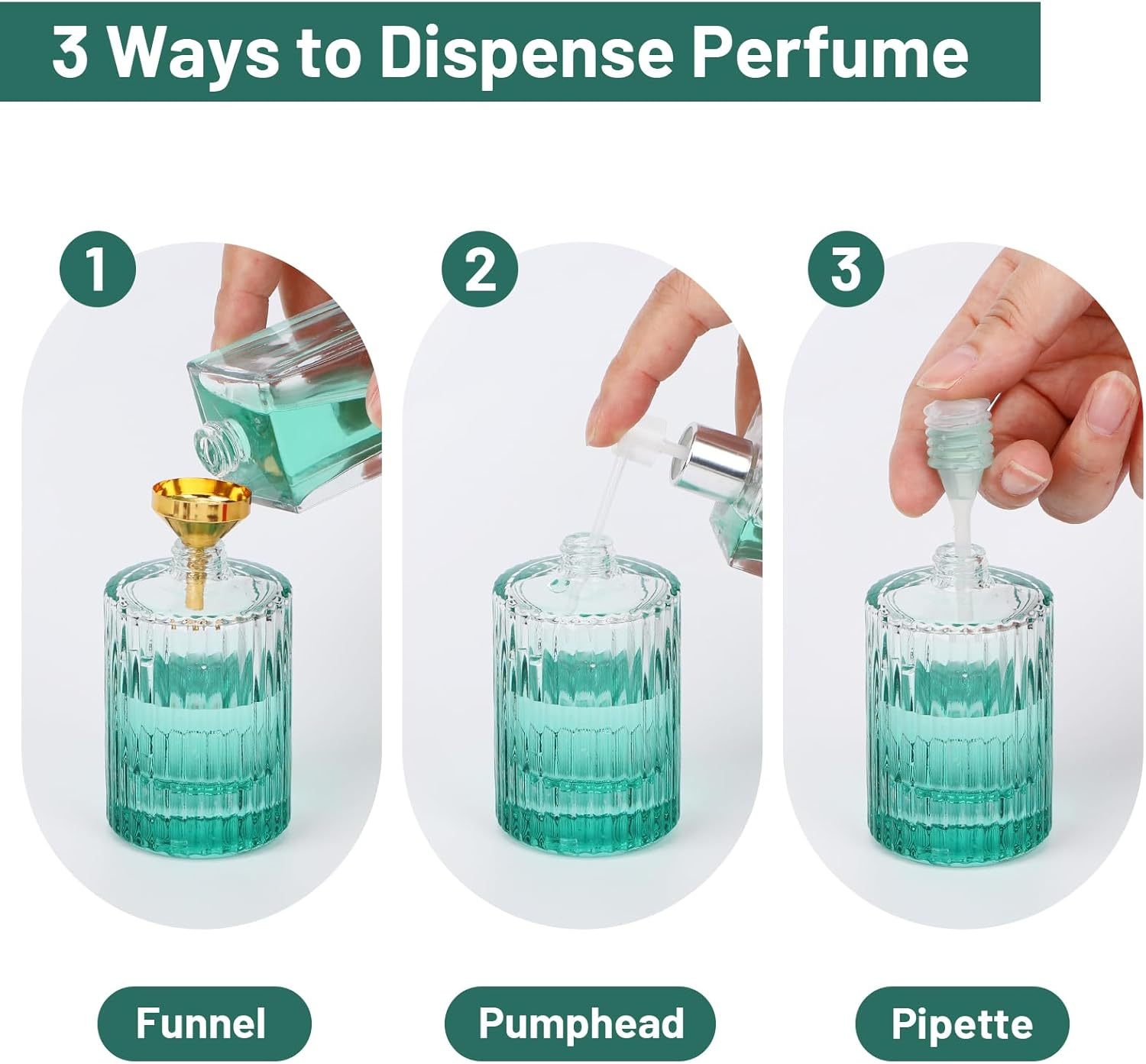 Segus Perfume Decanter, 2 Pcs 50Ml Glass Spray Bottle, Handbag Perfume Atomiser for Business Trips, Portable Fragrance Atomiser (Gradient Green) - Gradient Black + Gradient Green image number 2