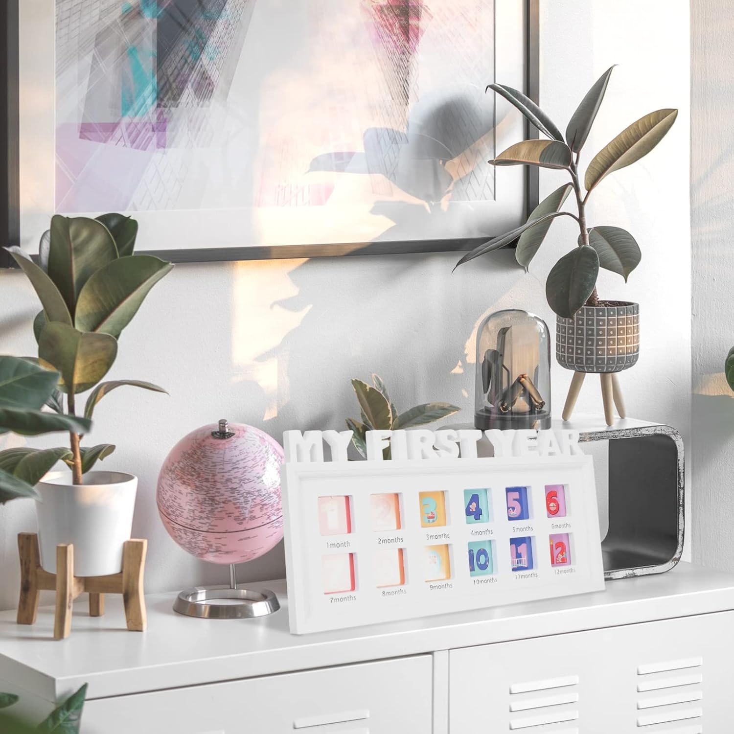 Kisangel Memorial Picture Frame 12 Photo Frame Picture Frame My First Photo Album for Baby Infant Photo Kid Infant Photo Frame Essentials PVC Film White Child Newborn Clip Photo Frames image number 1