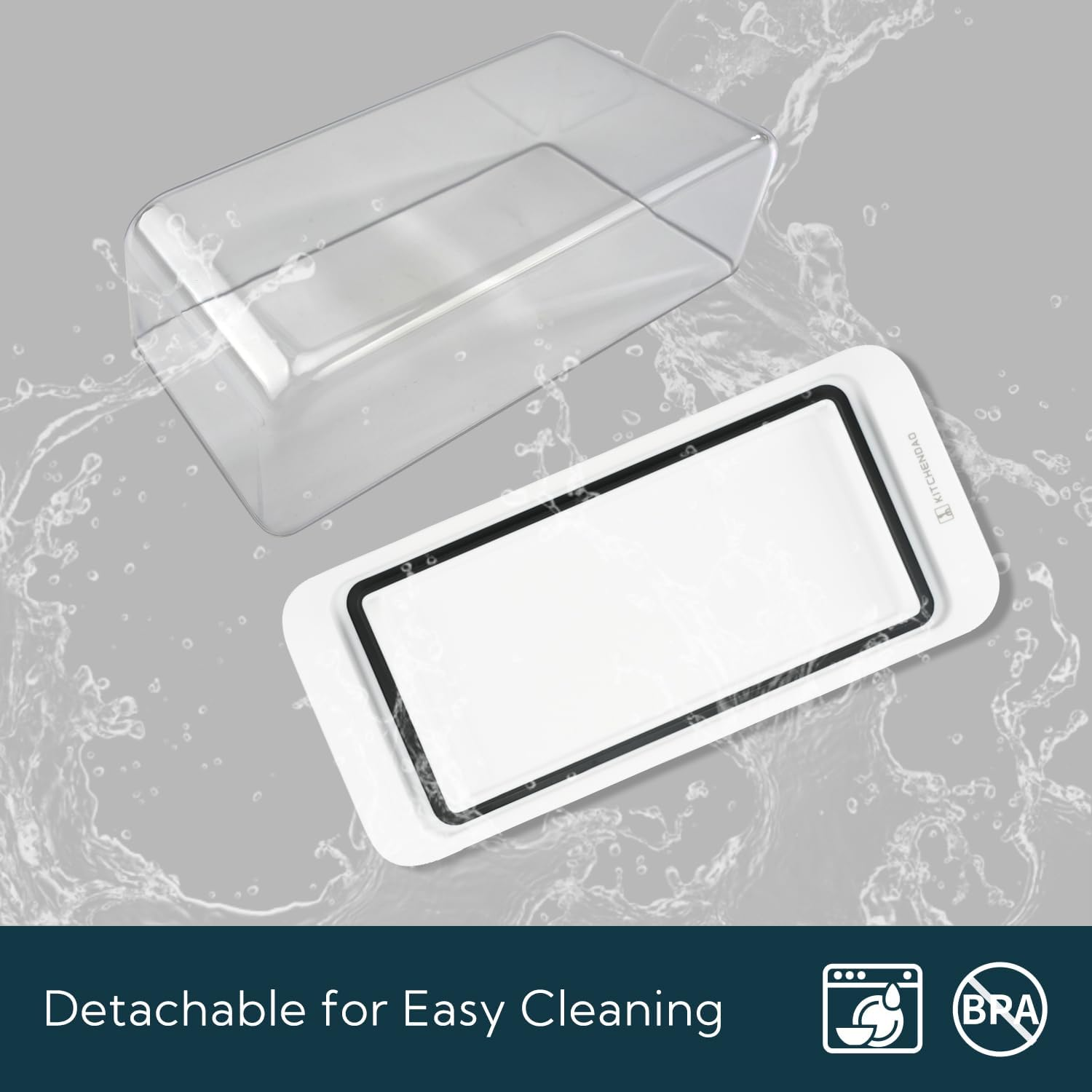 KITCHENDAO Large Airtight Butter Dish with Lid for Countertop and Fridge, Butter Keeper, Plastic Butter Holder Tray for 2 Sticks East Coast/West Coast/European Style/ Kerrygold Butter/ Cream Cheese image number 2