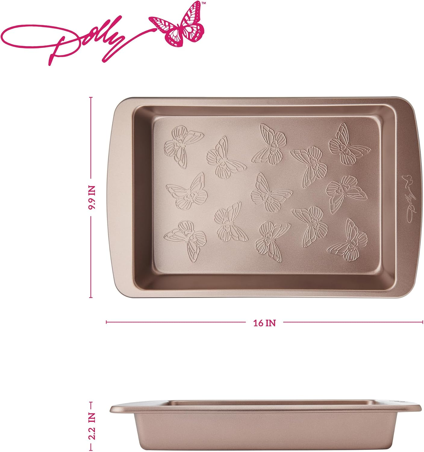 Dolly Parton Butterfly Stamp Cake Pan &ndash; Carbon Steel Nonstick Bakeware with Textured Butterfly Design, Durable Rolled Rim, Oven Safe to 450F, Perfect for Cakes, Cheesecakes and Savory Bakes image number 1