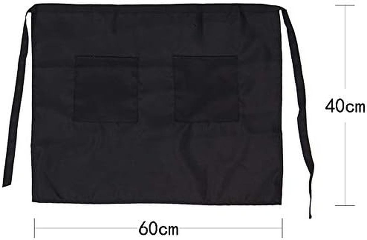 SENRISE Waist Apron Waist Apron with 2 Pockets, Waiter Server Short Half Aprons for Women Men, Waitress Aprons - Cotton Short Apron for Kitchen Restaurant - Black-20Pcs image number 4