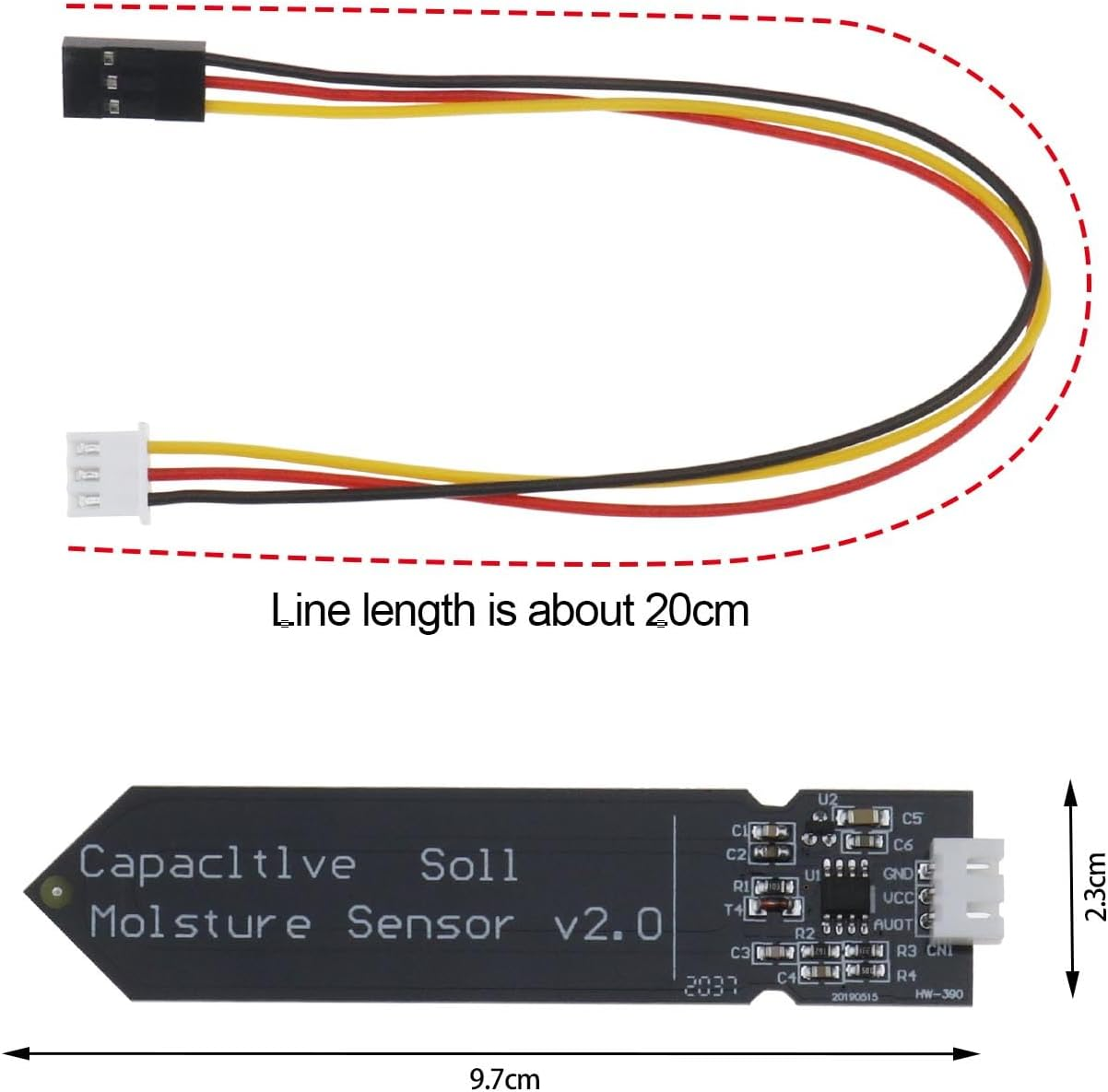 Ecsing 6PCS Capacitive Soil Moisture Sensor Hygrometer Module V1.2 Corrosion Resistant Module PH2.54MM-3P Interface Supports 3-Pin Gravity Sensor Interface image number 4