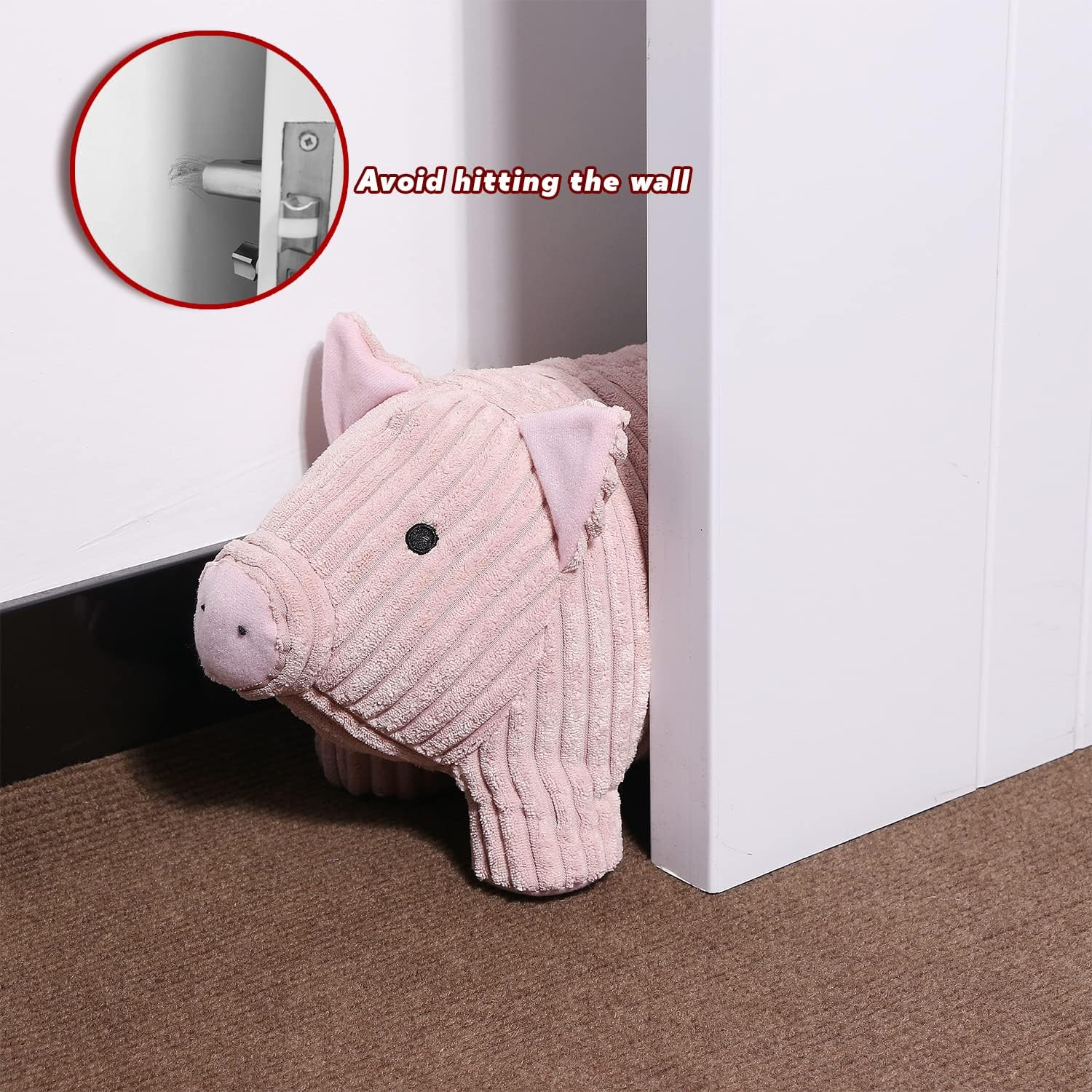 SANFERGE Cute Decorative Door Stopper for Home and Office Floor Door Stops, Fabric Animal Weighted Heavy Wall Protectors, Pink Pig - Giraffe image number 7