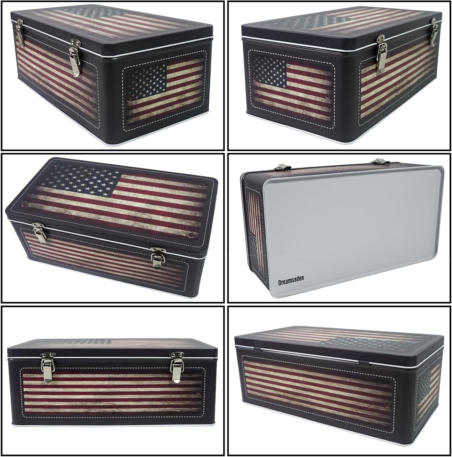 Dreamseden Tin Metal Keepsake Box Set of 2 - Small Storage Box with Lid 11.5&rsquo;&rsquo;L, Vintage Decorative Memory Case Gift Boxes for Keepsakes Letter Photos Seed Tea Coffee image number 1