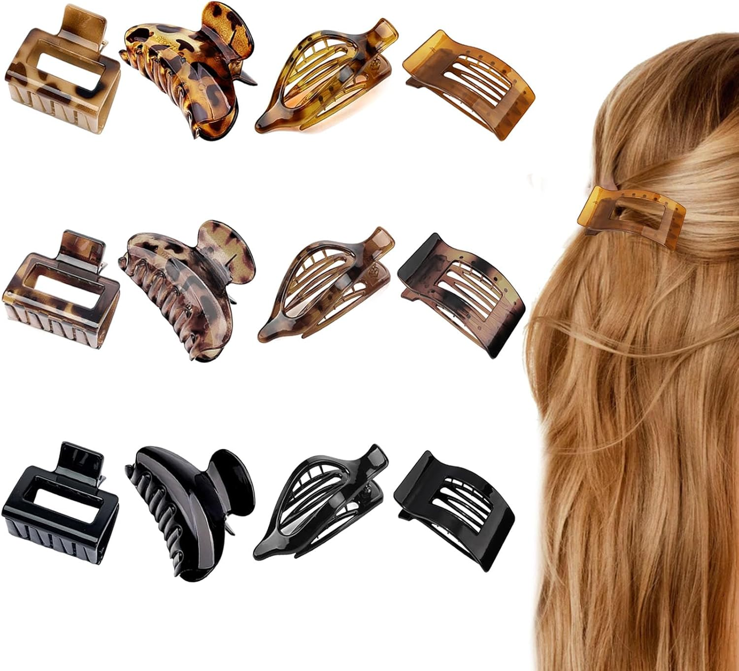 FOLAI 12 Pcs Matte Plastic Claw Claws Set Strong Hold for Daily Styling image number 6