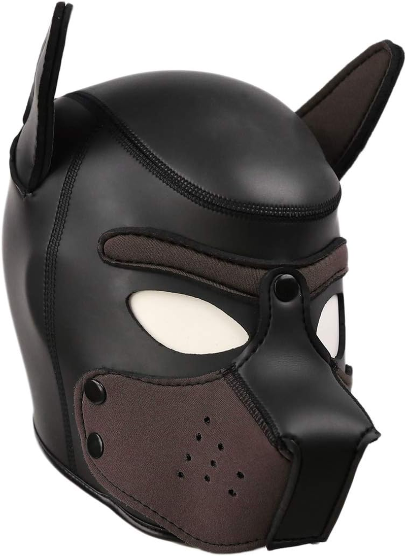 Moleney Adults Neoprene Puppy Hood Mask, Removable Cosplay Dog Full Face Pup Hood Mask image number 5