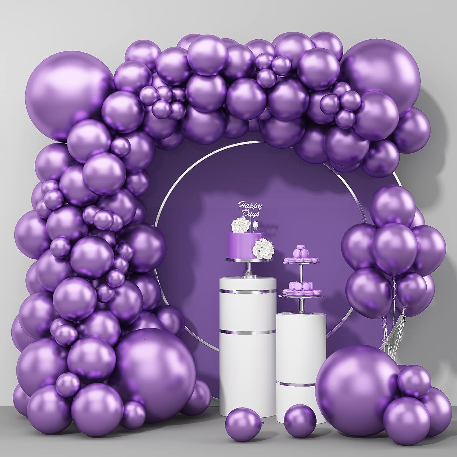 Pearl White Balloons Arch Double-Stuffed White Balloons Garland Ivory Balloon Different Sizes 18/12/10/5Inch 61Pcs Cream Beige Latex Balloons for Wedding Bridal Birthday Anniversary Decorations image number 2