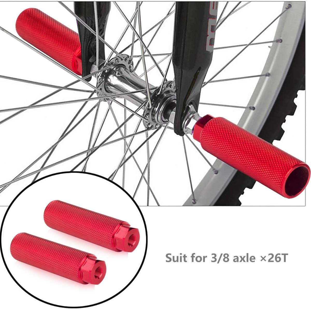 SMALLSTARIII Small Star Bike Pegs 2Pcs Aluminum Alloy Anti-Skid Lead Foot Bicycle Pegs 3/8 Inch Axles - Glode image number 3