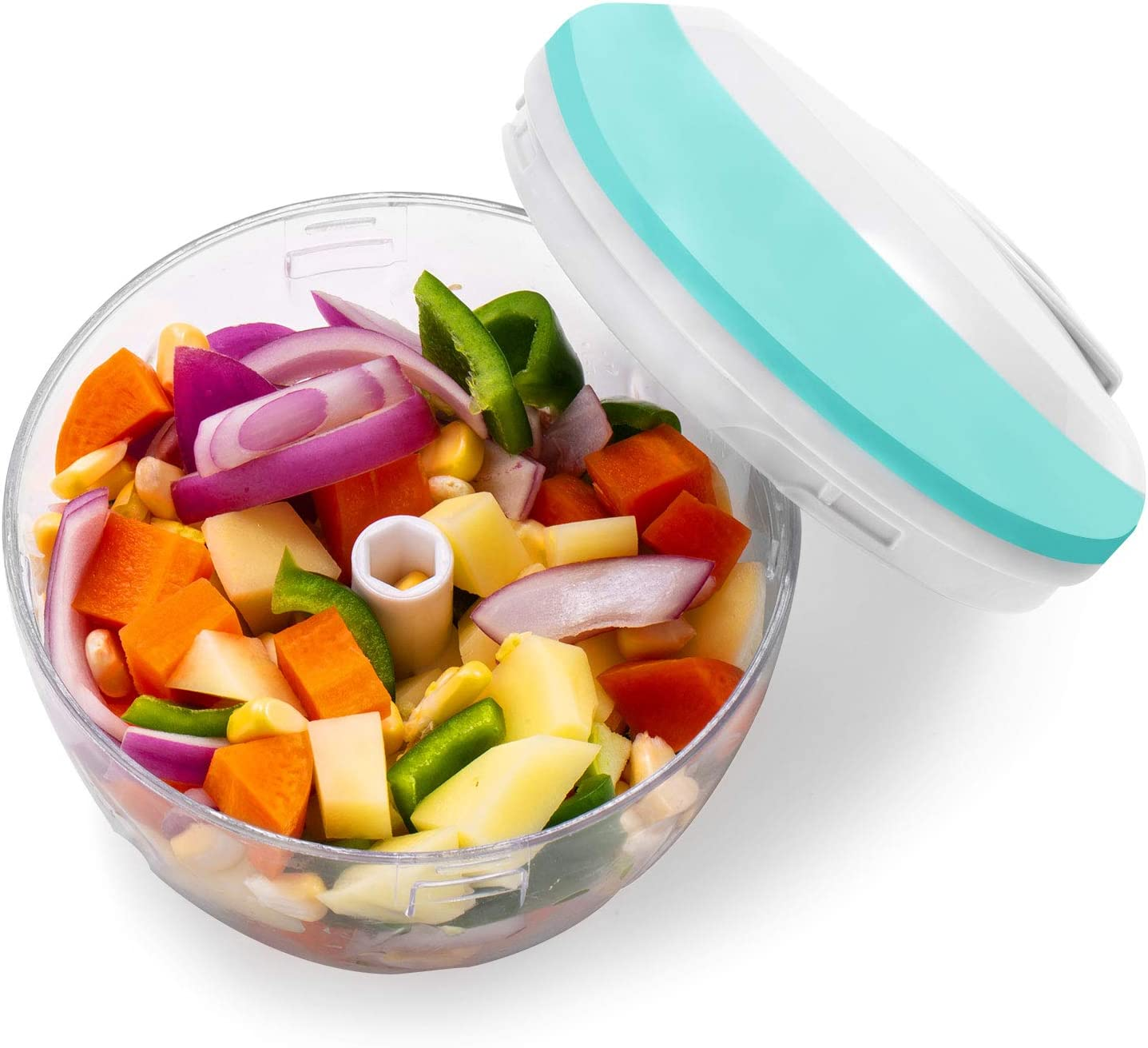 Manual Food Chopper, Vegetable Chopper Mincer Blender to Chop Fruits Vegetables Nuts Herbs Onions Garlics for Salsa Salad Pesto Coleslaw Puree image number 6