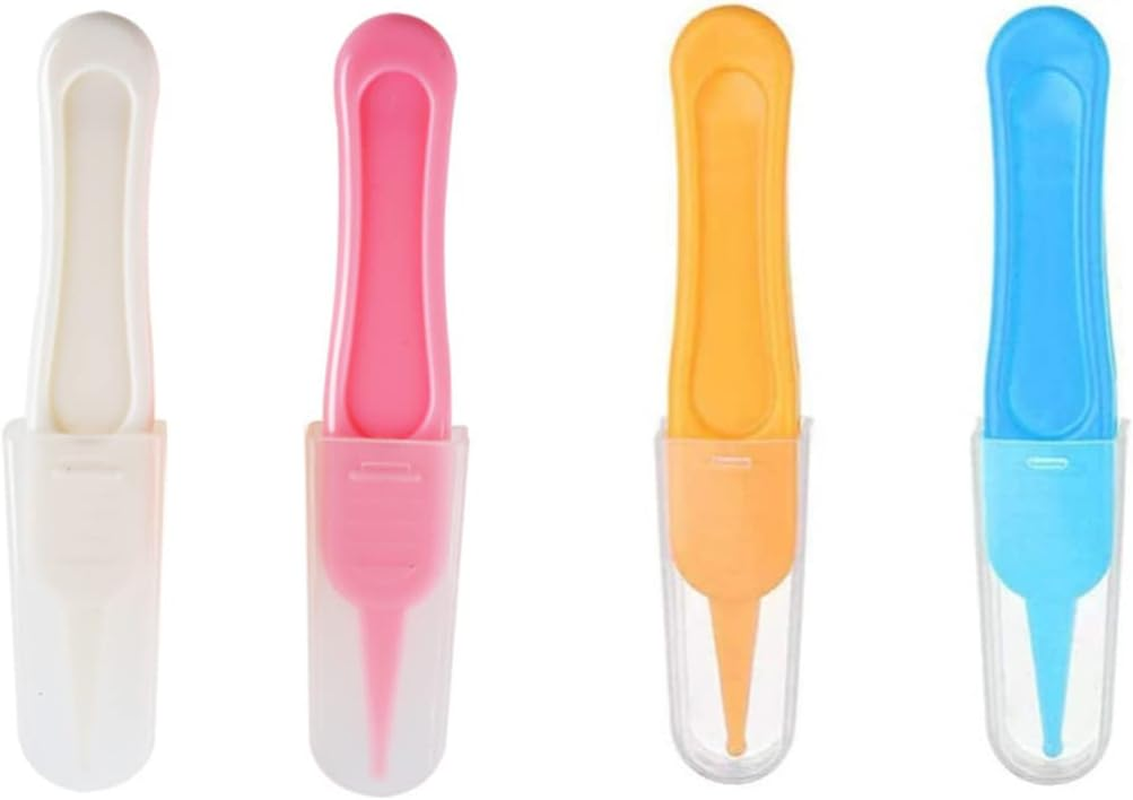 YIUIRUOI 4 Pieces of Baby Cleaning Tweezers with round Plastic Tips Used for Cleaning Ear Canals, Nasal Passages, and Umbilical Dirt.