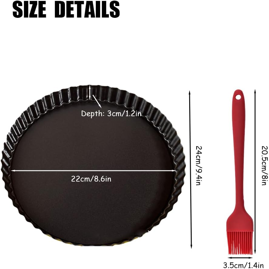 9 Inch Pan with Removable Bottom, Egg Tart and Milk Egg Cakes Pan, Pie Pan for Baking, Non Stick Carbon Steel Milk Egg Cakes Pan for Making Pies, Mousse Cakes, Fruits and Desserts