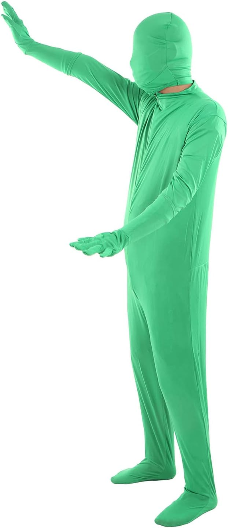 Green Full Bodysuit Men Spandex Stretch Adult Costume Chromakey Disappearing Zentai Unisex Greenman Body Suit for Photo Video Photography Effect, Spandex Stretch (160Cm) - 180Cm Full Bodysuit image number 6