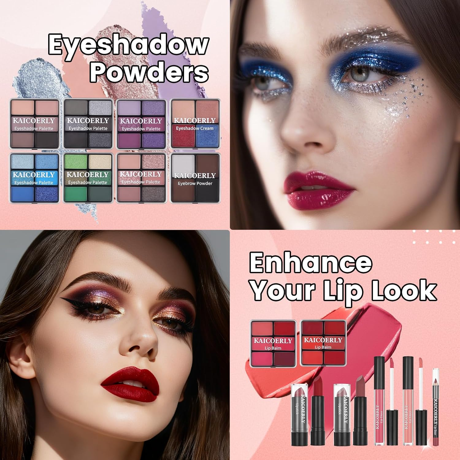 Makeup Kit for Women Girls, Fashionable Make up Present Set for Beginners Professionals Traveler with Case, Makeup Essential with Eyeshadow Palette, Lip Gloss, Mascara,Foundation Face Primer(Purple) - Pink image number 3