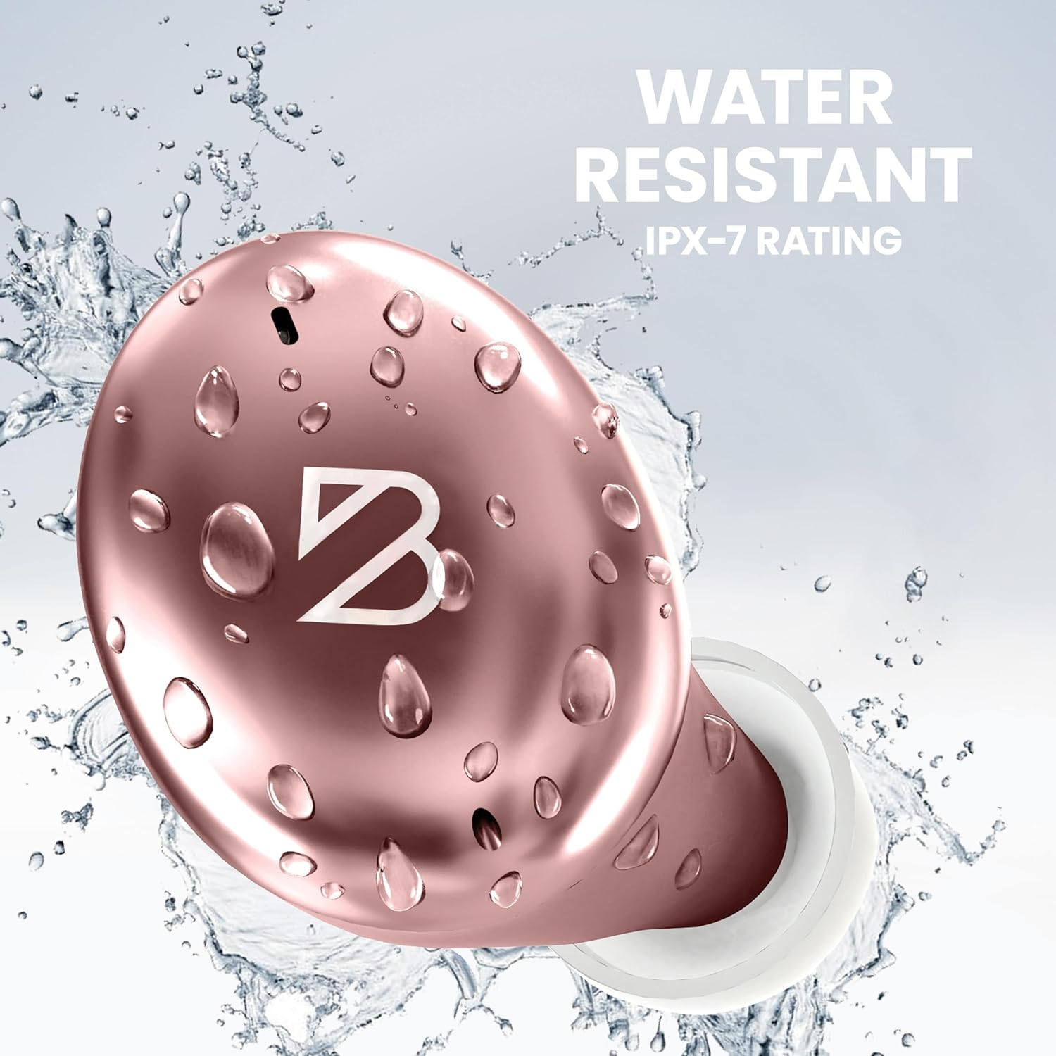 Tempo 30 Rose Gold Wireless Earbuds for Small Ears Women, Cute Pink Bluetooth Bass Boost Earphones Small Ear Canals, IPX7 Sweatproof, 32-Hour Long Battery, Loud in Ear Headphones Women image number 4