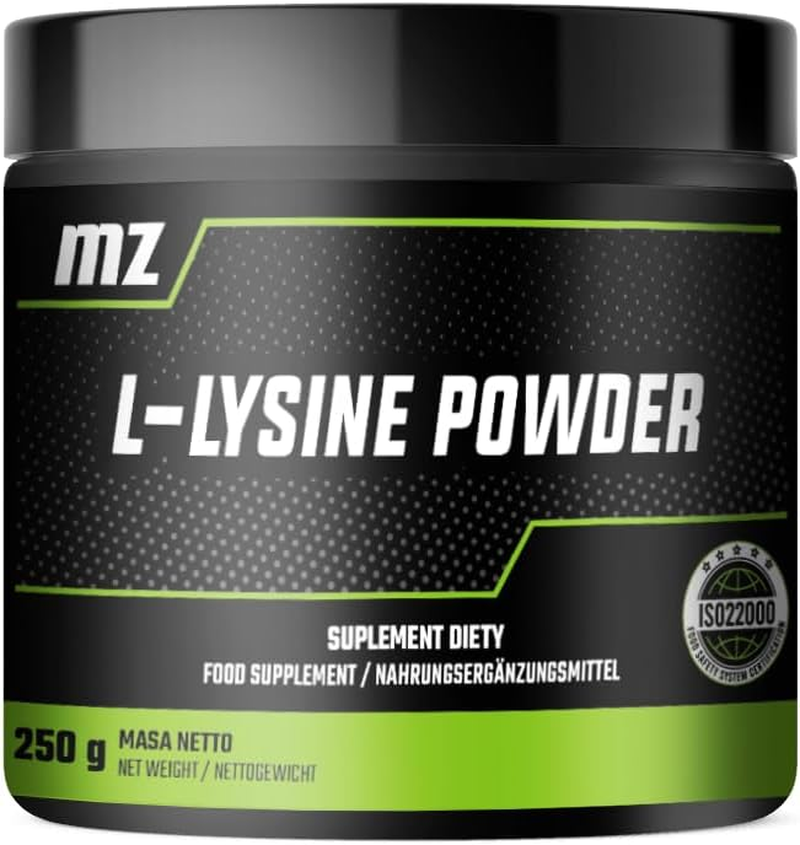 L-Lysine Powder 250G - Pure L-Lysine HCI 1000 Mg per Serving - 250 Servings per Pack - Amino Acid Supplement - Vegan and without Additives - by MZ