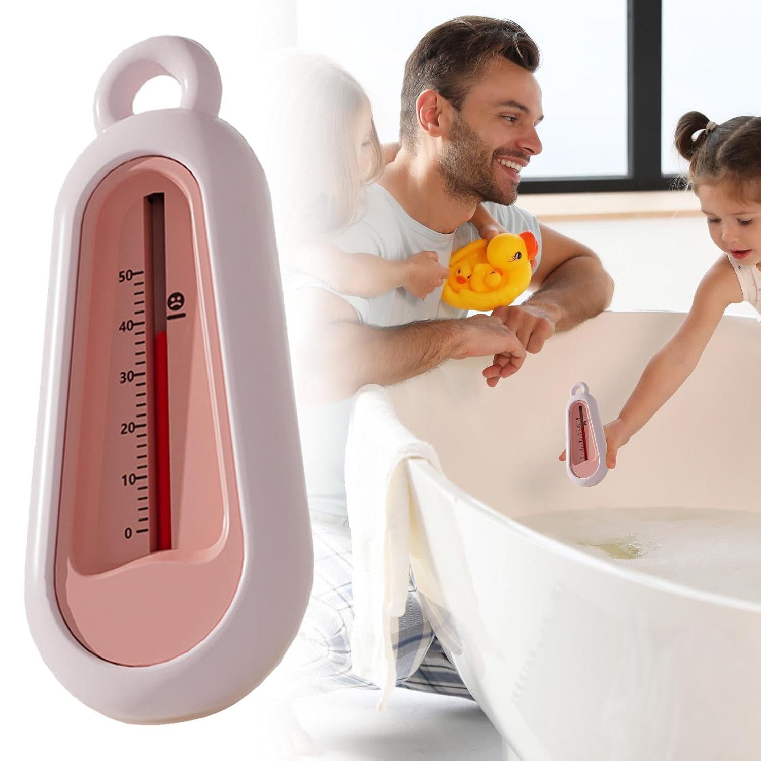 Baby Bath Thermograph | Safe Quick Display Water Thermograph Digital Thermograph | Sturdy Bath Thermograph for Home Pool or Outdoor Spa - Pink image number 2