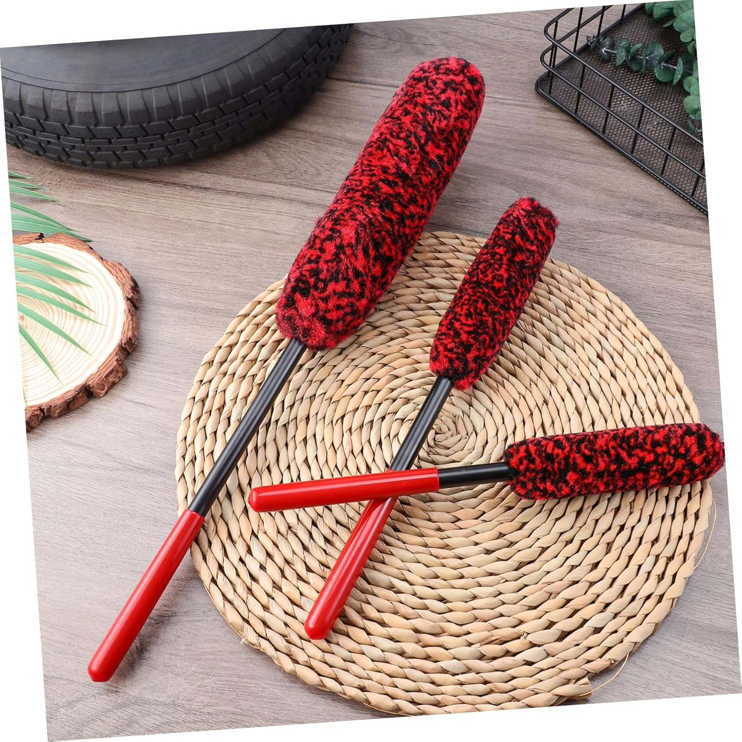 BUGUUYO 3Pcs Bendable Tire Cleaning Brush Flexible Automotive Detailing Tools for Wheels Car Wash and Interior Care Soft Bristles for Gentle Grime Removal image number 2