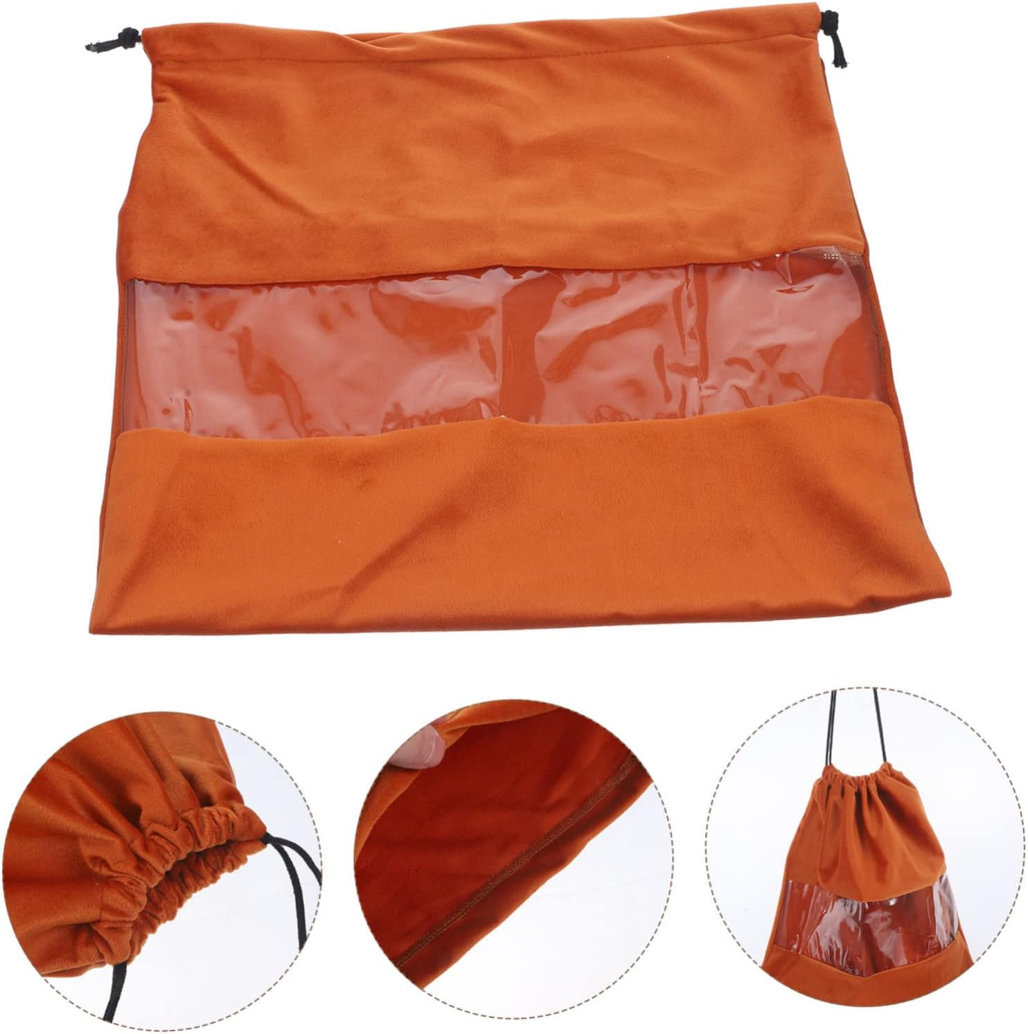 Beavorty Foldable Travel Hair Dryer Bag Hanging Storage Bag Drawstring Dustproof Drawstring Pouch for Low Wattage Hair Dryer Makeup Personal Items - Coffee image number 5